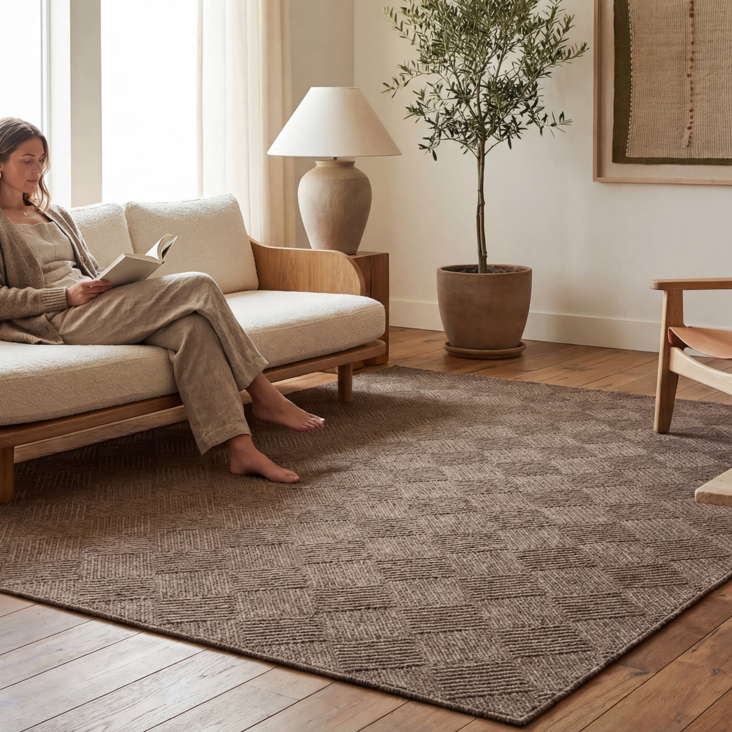 Nahla Modern Diamond Indoor/Outdoor Rug | Brown - Image 9