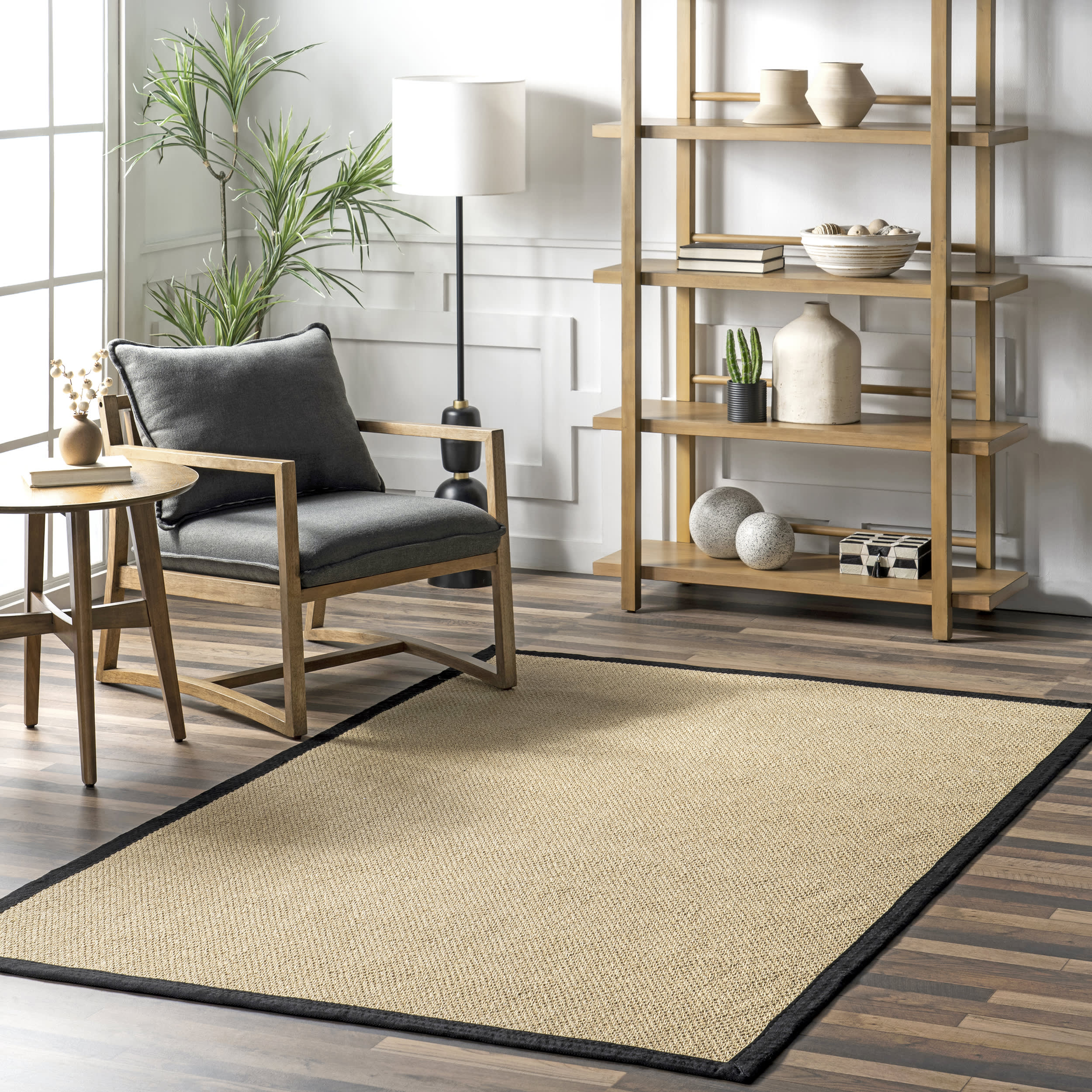 Naida Faux Seagrass Indoor/Outdoor Rug | Black - Image 2