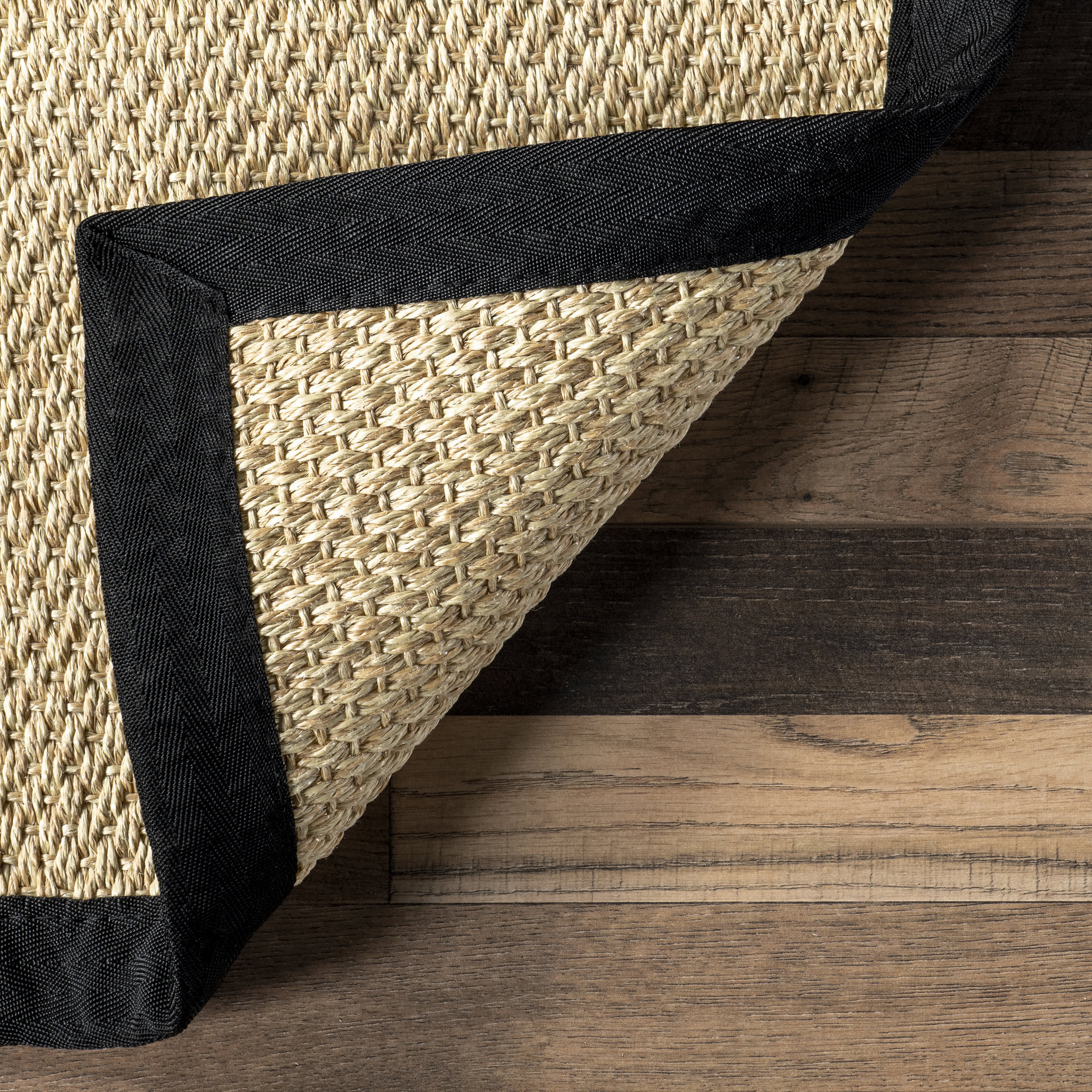 Naida Faux Seagrass Indoor/Outdoor Rug | Black - Image 6