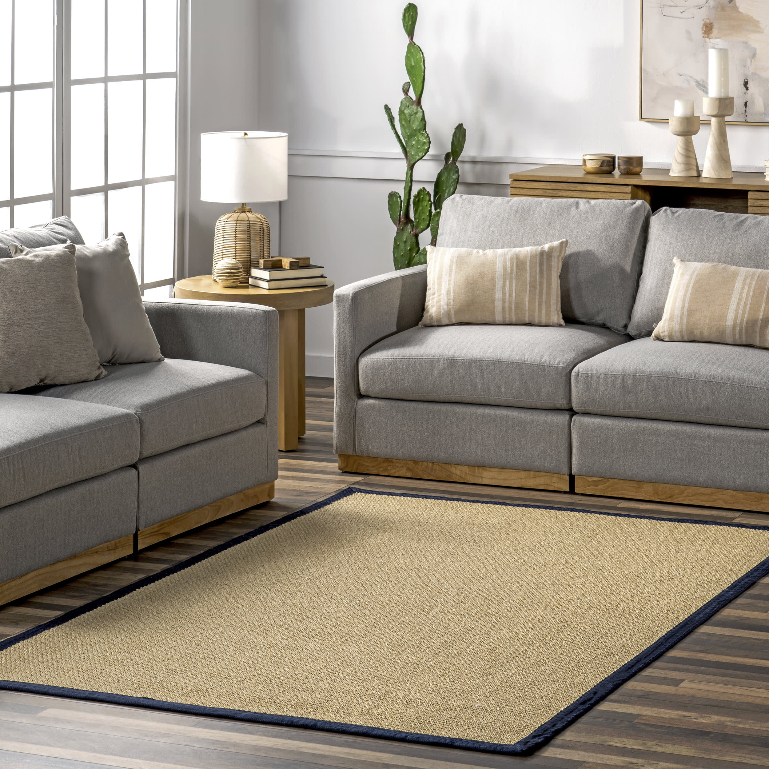 Naida Faux Seagrass Indoor/Outdoor Rug | Navy - Image 2