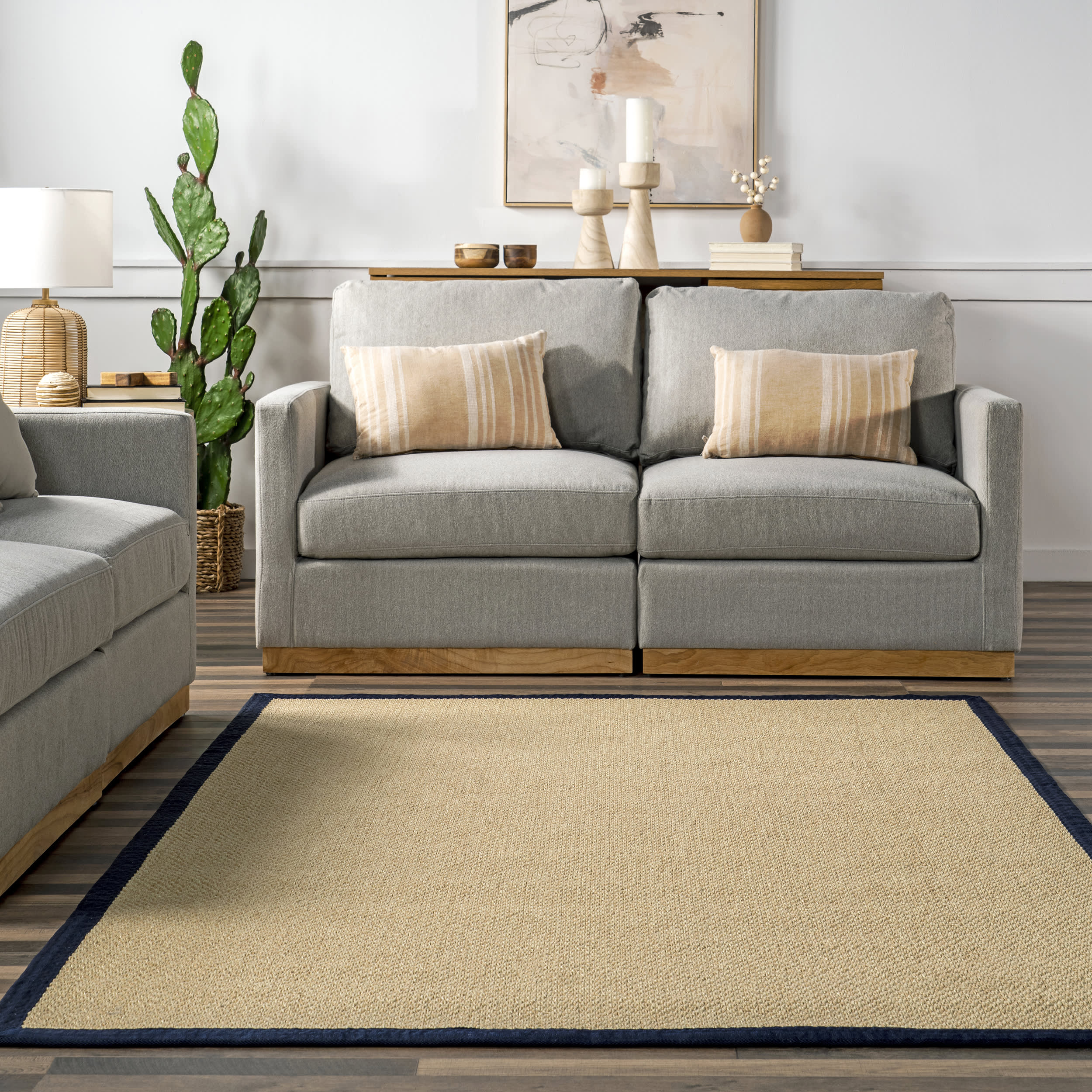 Naida Faux Seagrass Indoor/Outdoor Rug | Navy - Image 4