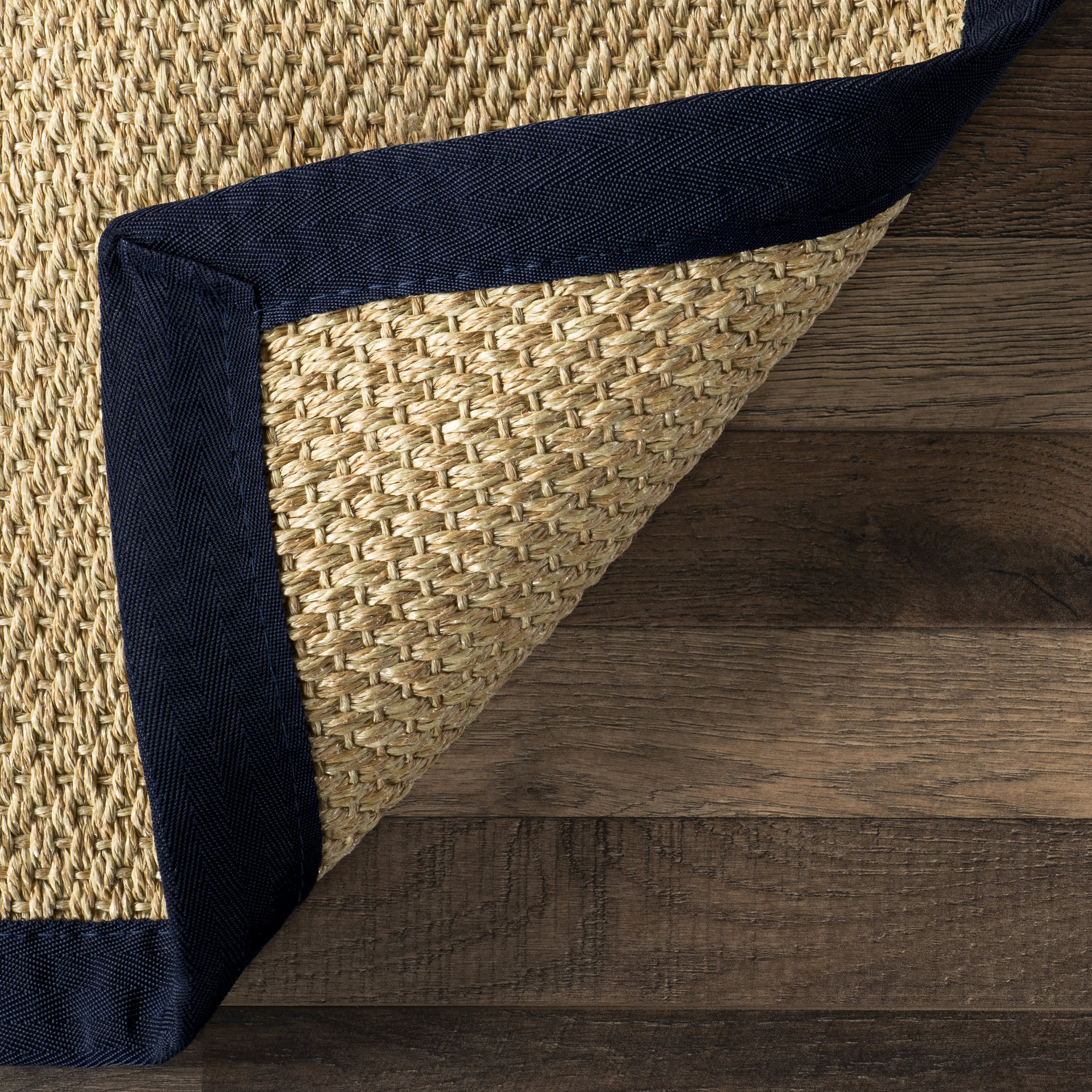 Naida Faux Seagrass Indoor/Outdoor Rug | Navy - Image 6