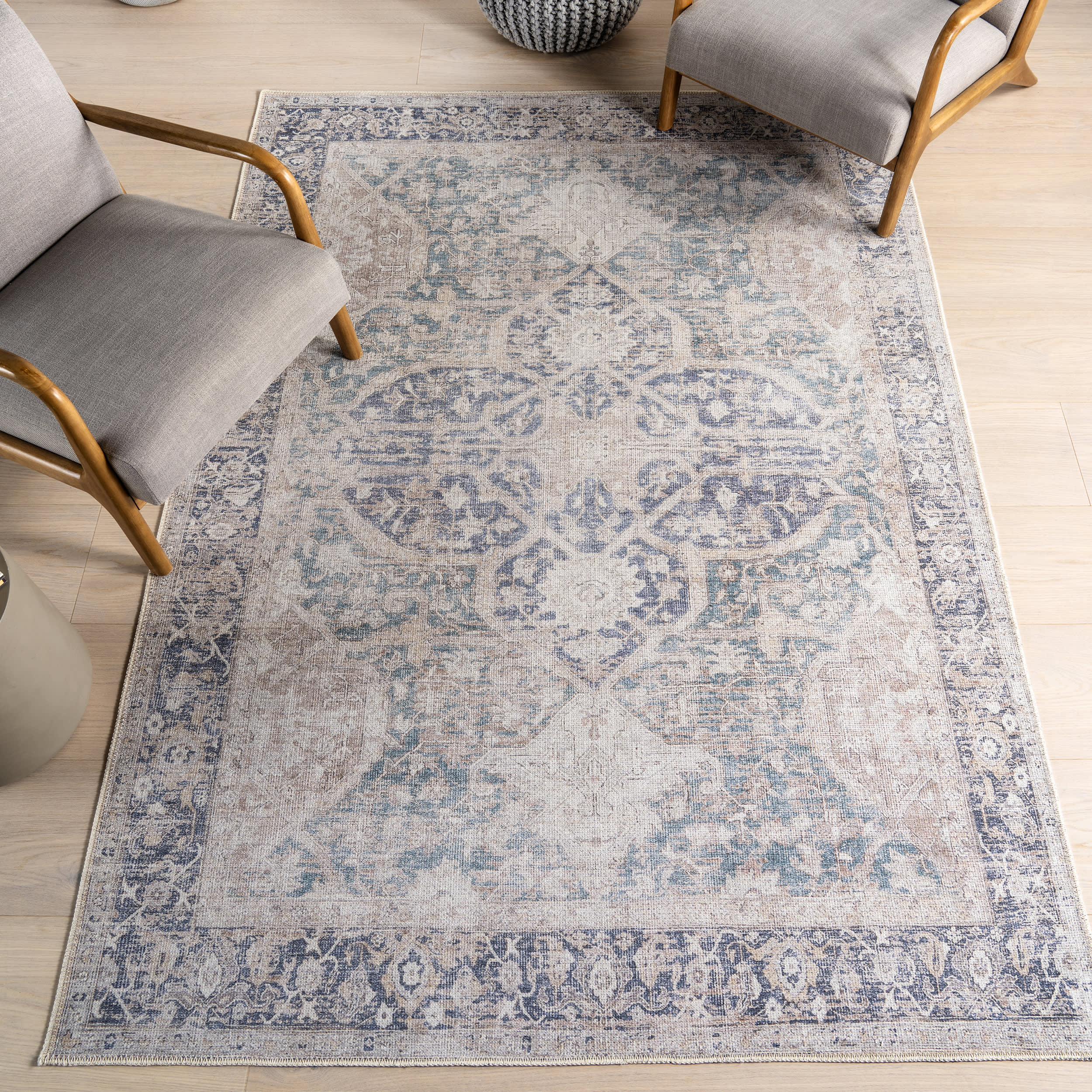 Nanisca Medallion Washable Rug | Beige - Image 2
