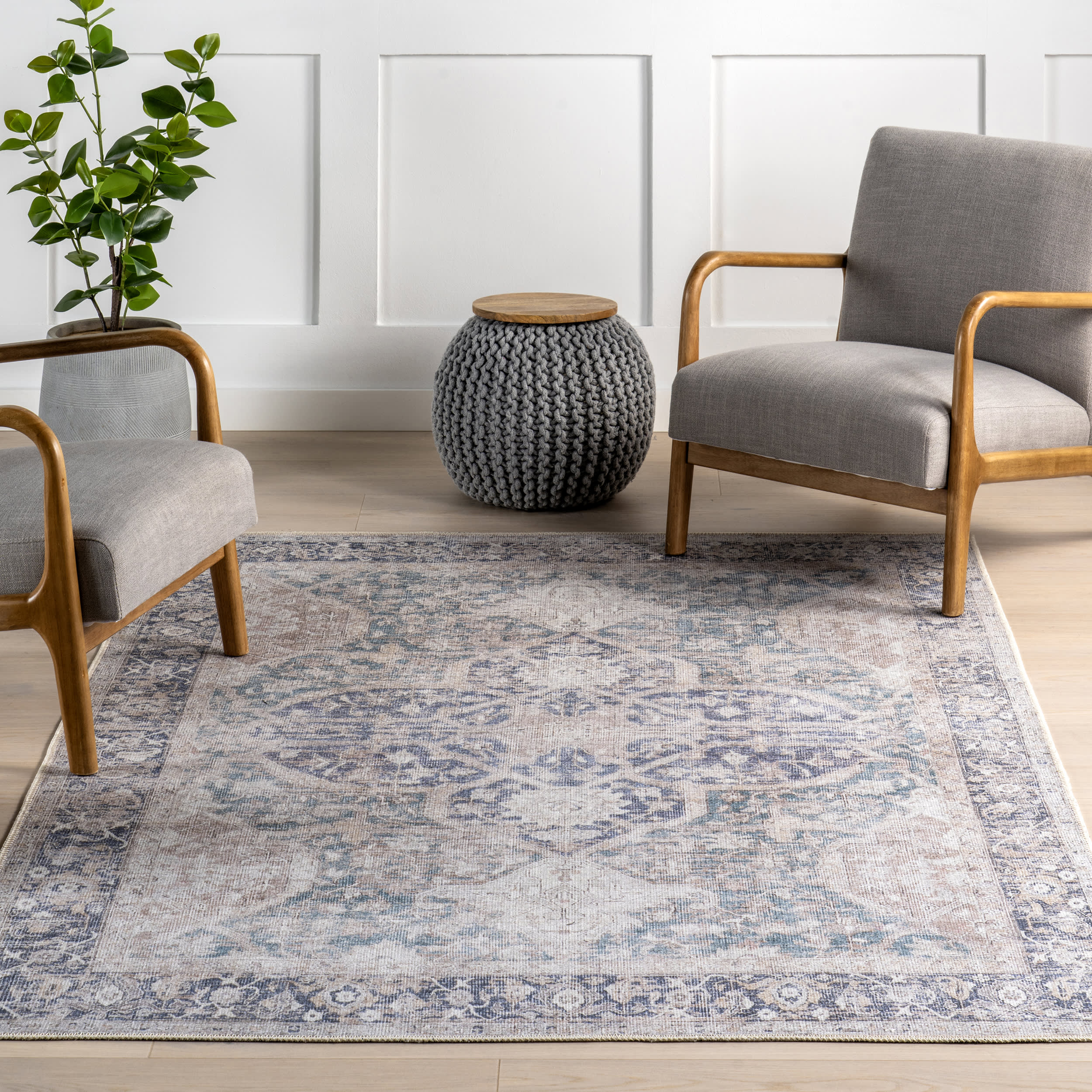 Nanisca Medallion Washable Rug | Beige - Image 5