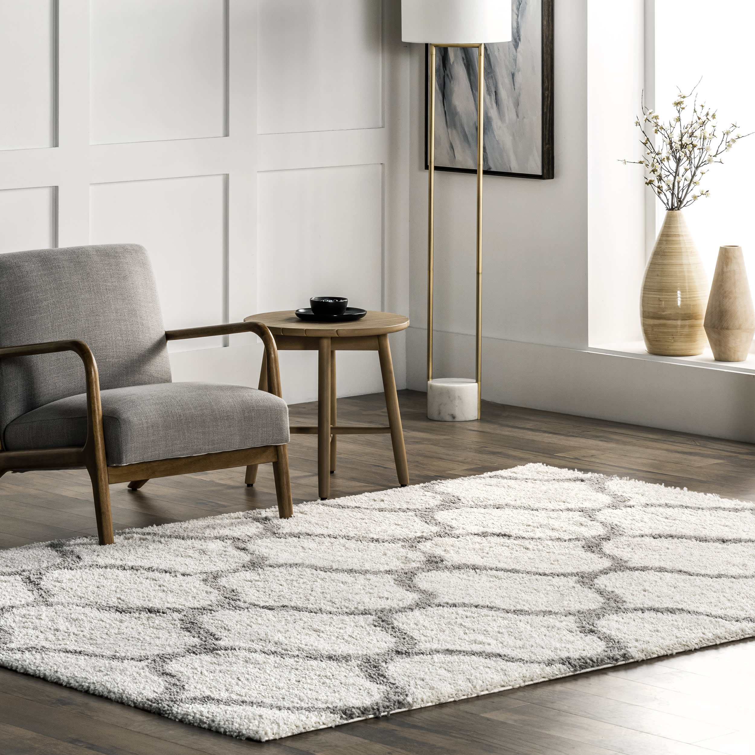 Naomi Quatrefoil Trellis Rug | Beige - Image 2