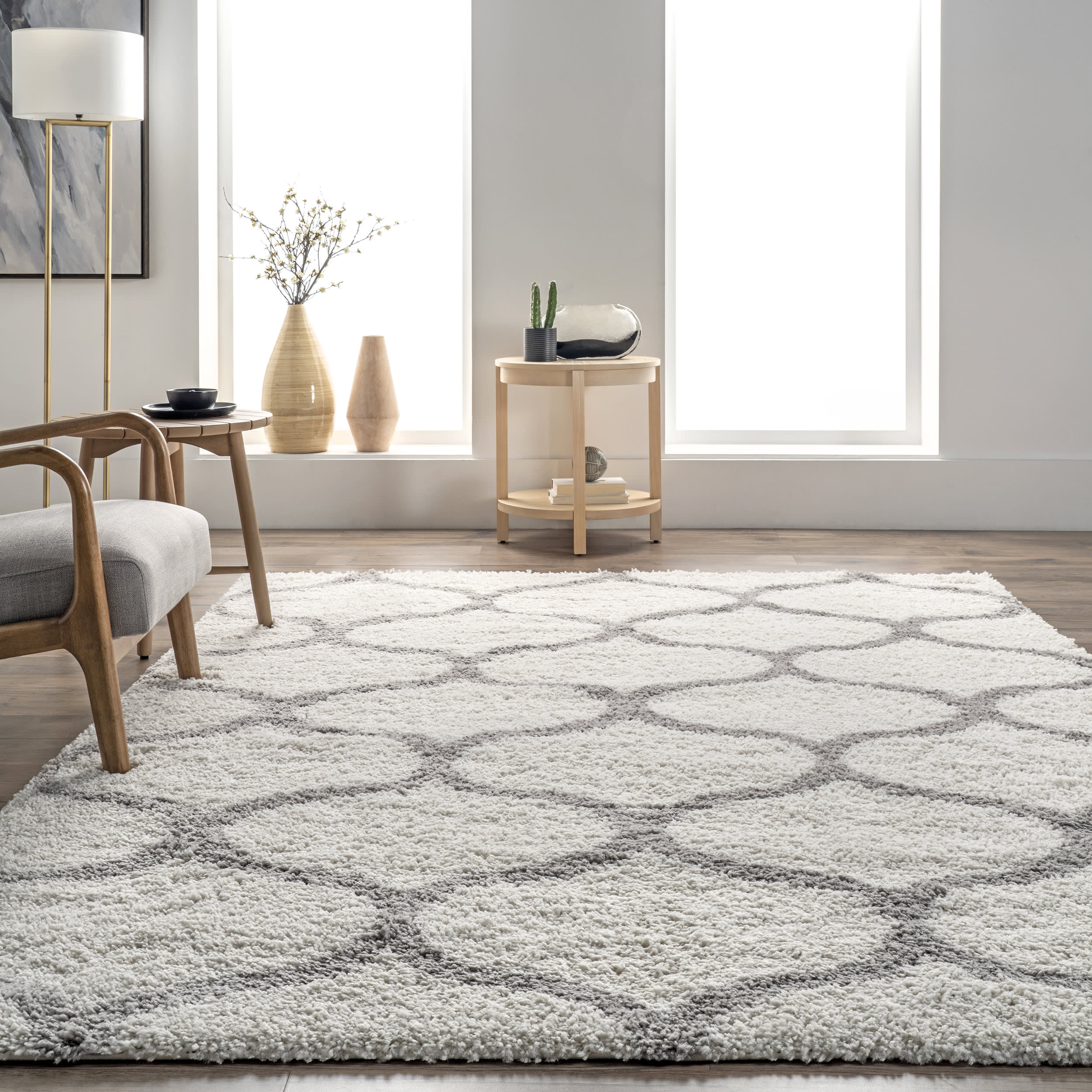 Naomi Quatrefoil Trellis Rug | Beige - Image 4