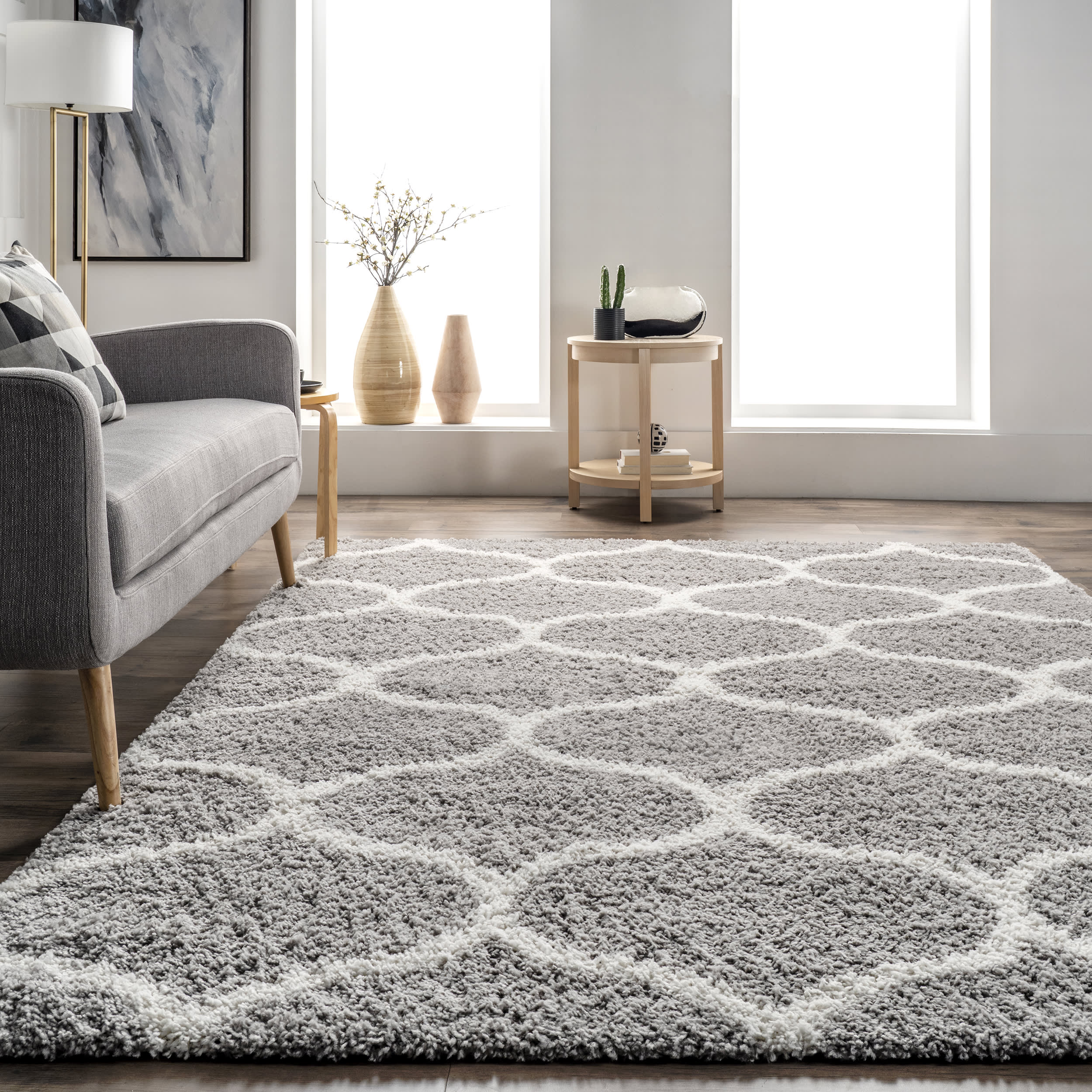 Naomi Quatrefoil Trellis Rug | Grey - Image 4