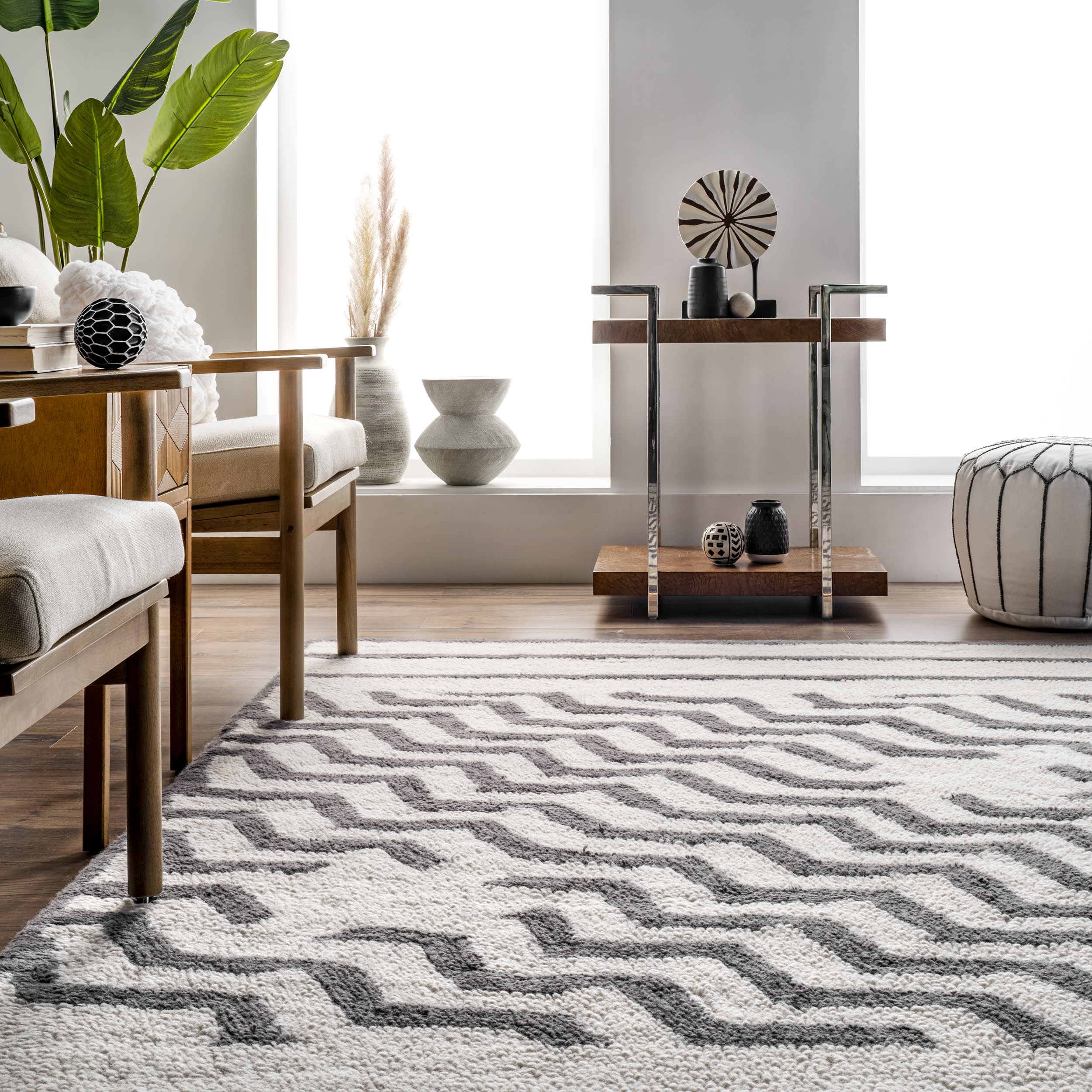 Naomi Wool Chevron Washable Rug | Ivory - Image 4
