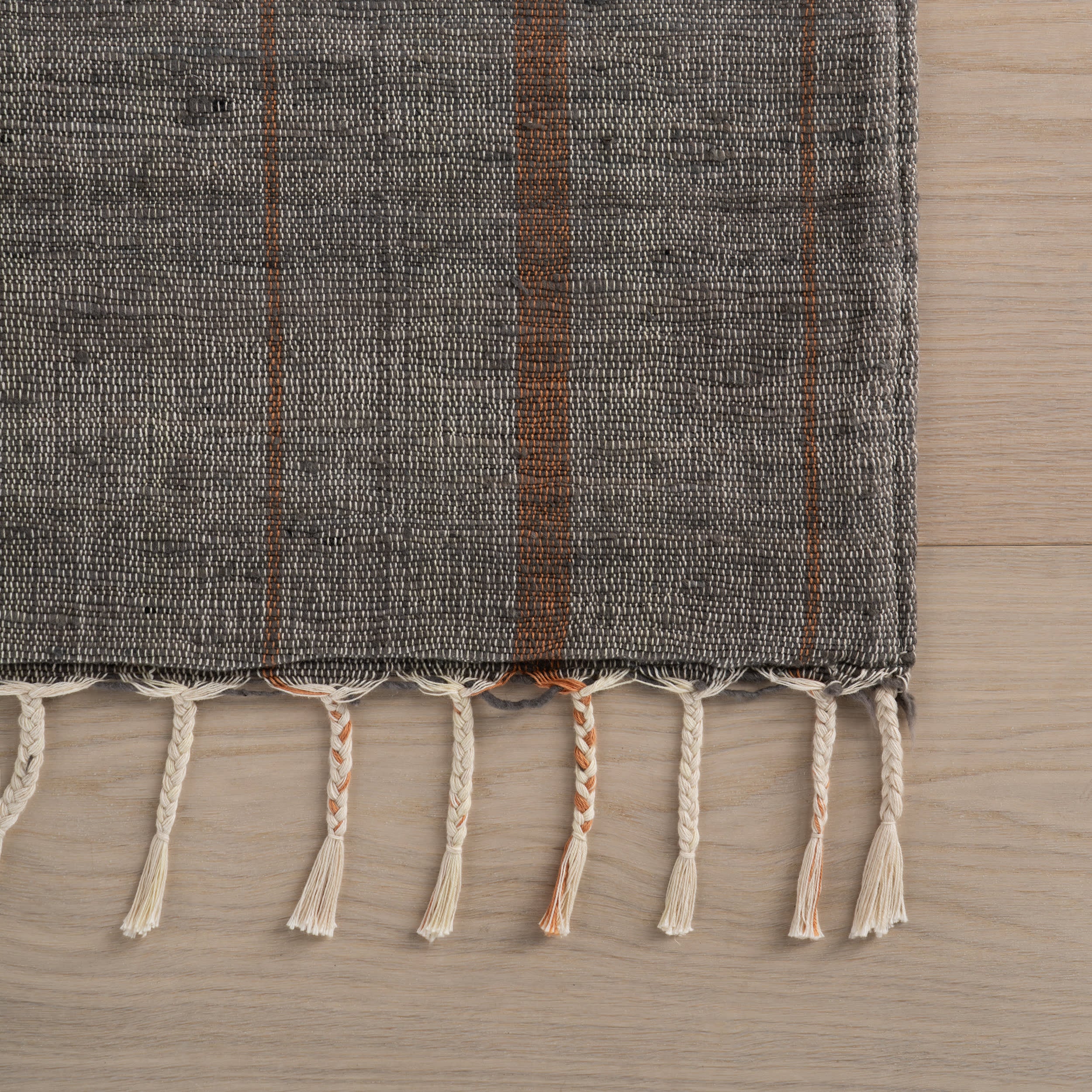 Nare Striped Handmade Cotton Rug | Grey - Image 6