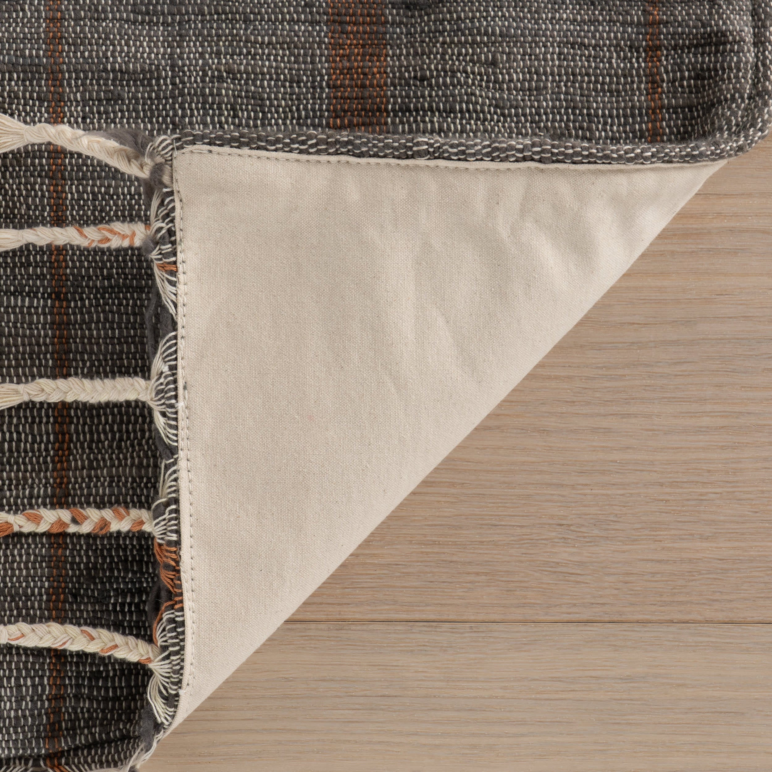 Nare Striped Handmade Cotton Rug | Grey - Image 7