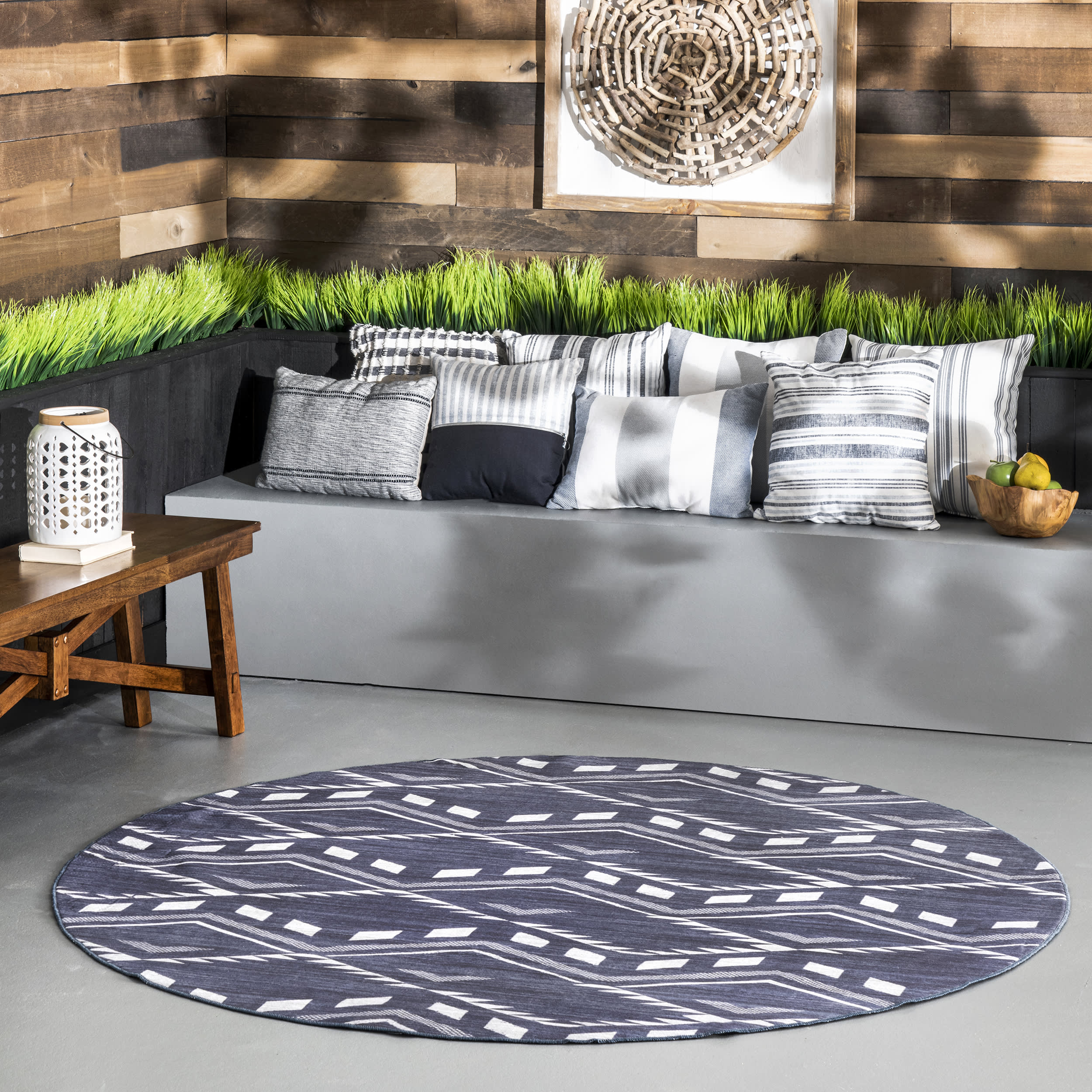 Natalia Chevrons Washable Indoor/Outdoor Rug | Blue - Image 2