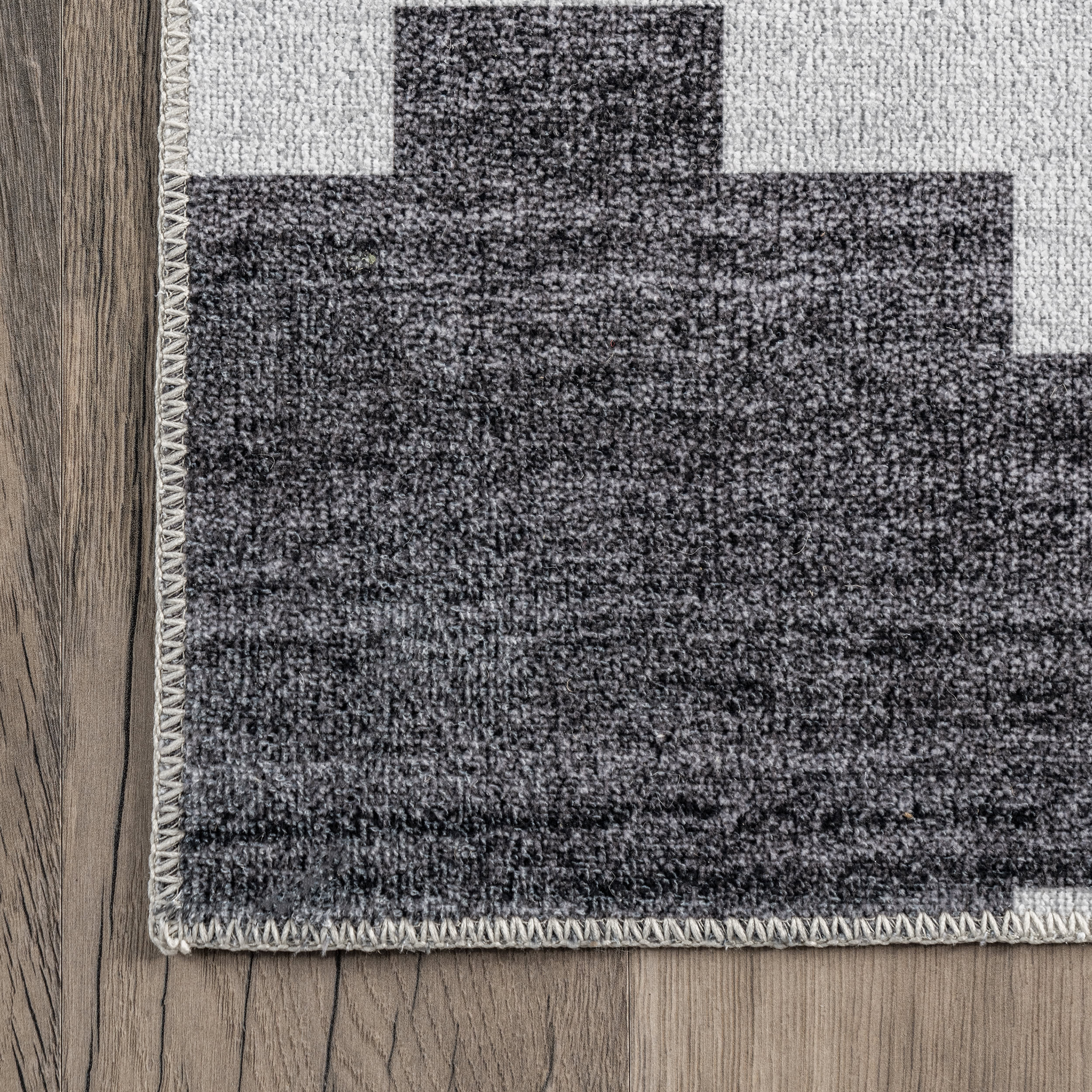 Natalie Washable Diamond Rug | Charcoal - Image 3