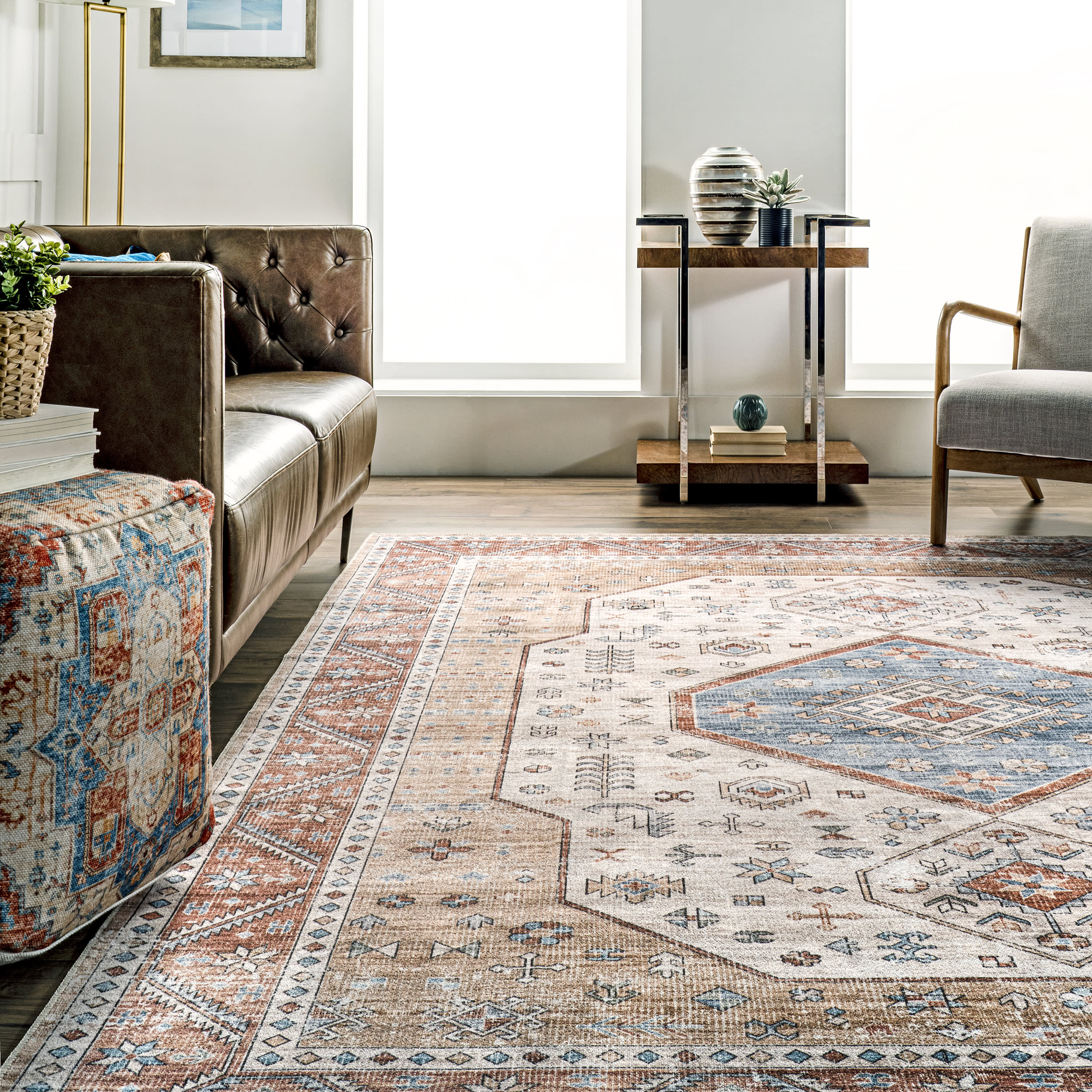 Natasha Medallion Washable Rug | Multicolor - Image 4