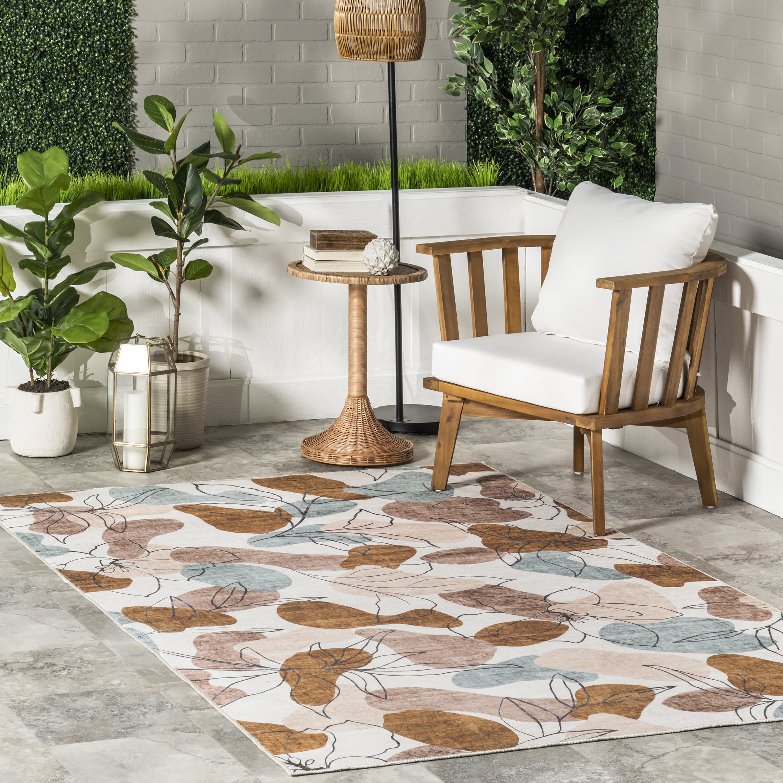 Nathalie Fine Line Washable indoor/Outdoor Rug | Multicolor - Image 2