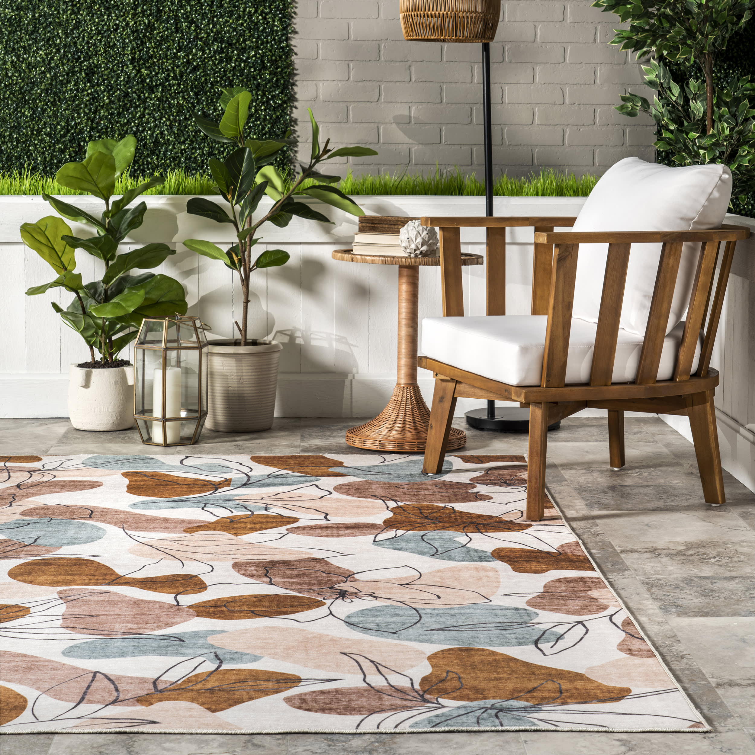 Nathalie Fine Line Washable indoor/Outdoor Rug | Multicolor - Image 4