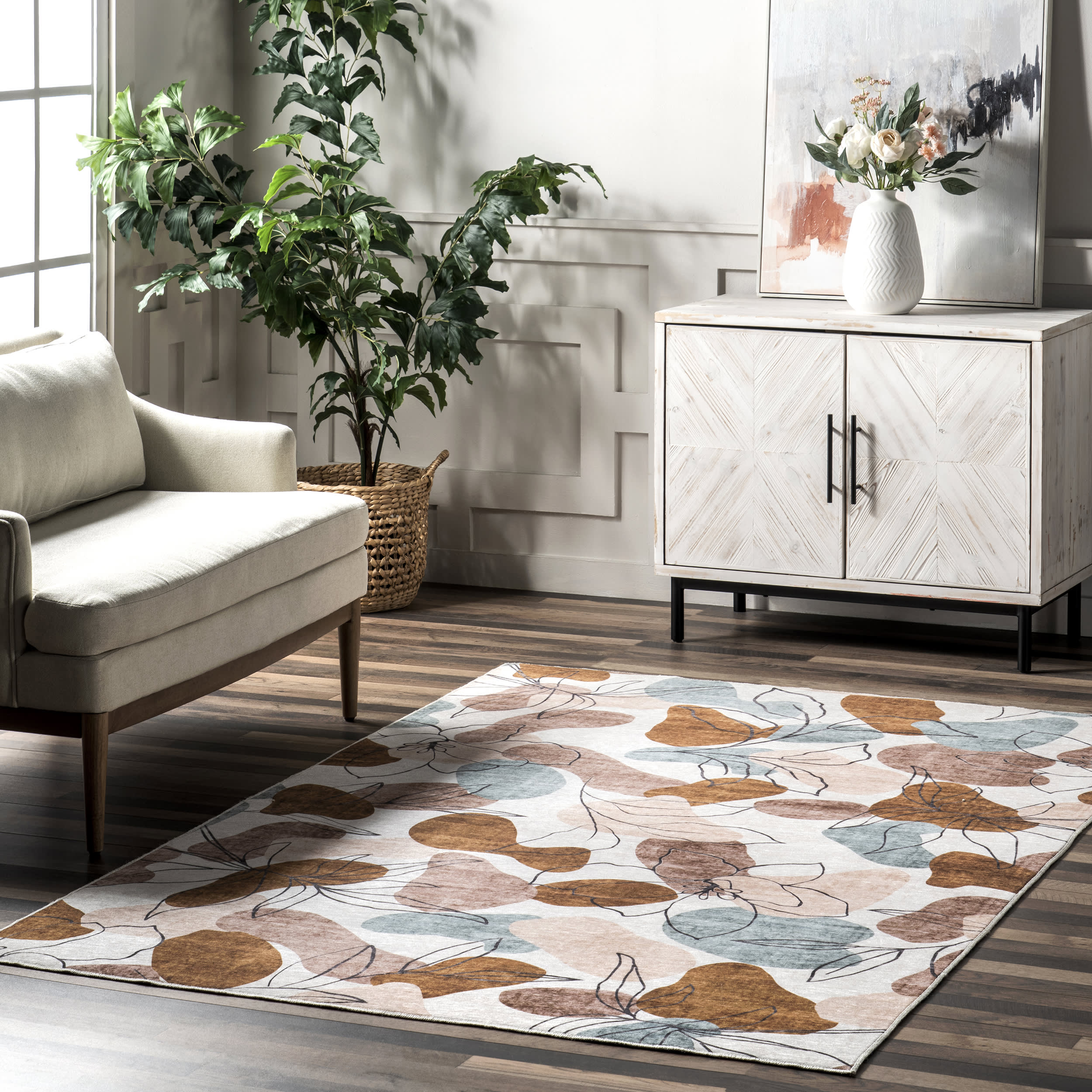 Nathalie Fine Line Washable indoor/Outdoor Rug | Multicolor - Image 8