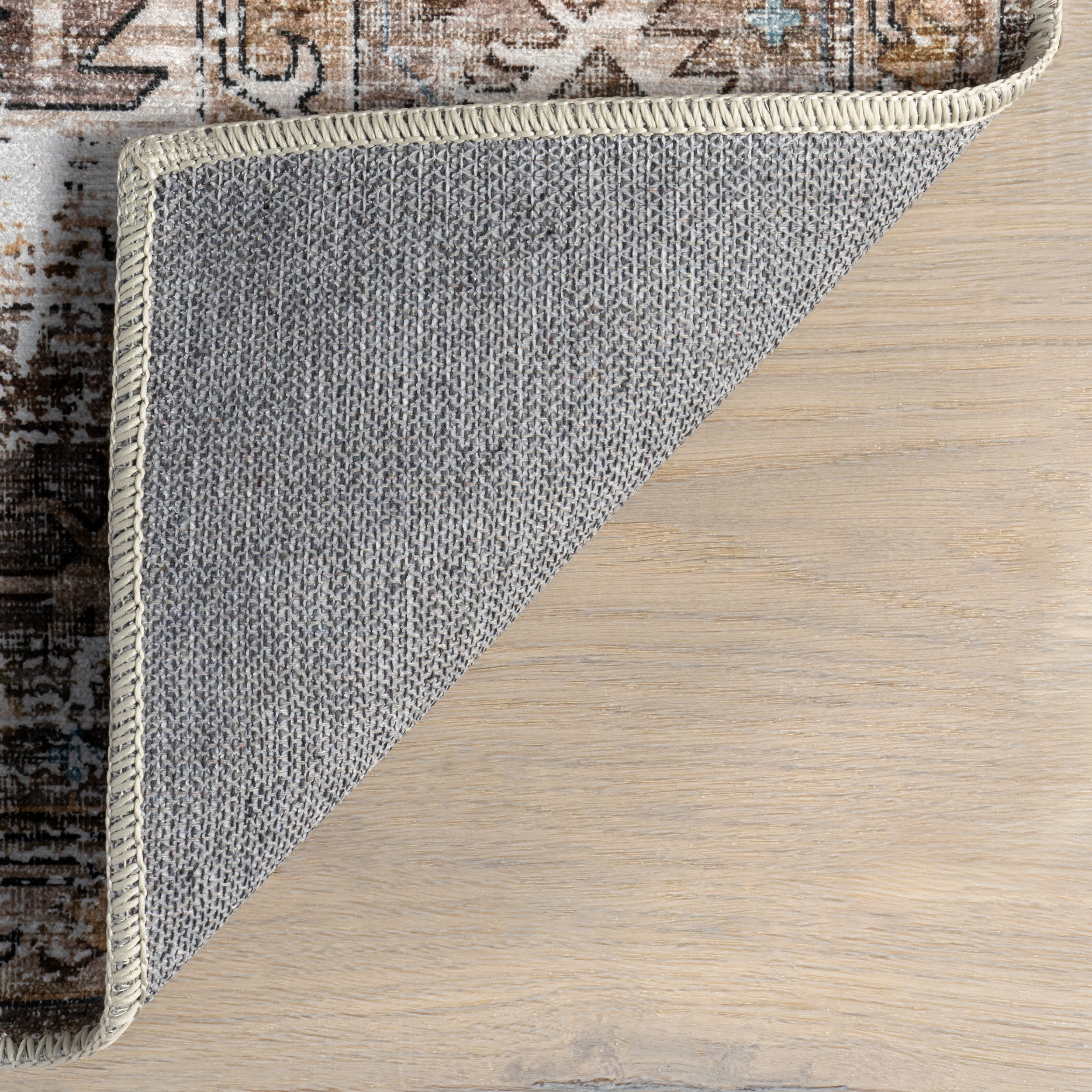 Native Iris Medallion Spill Proof Washable Rug | Blue - Image 7