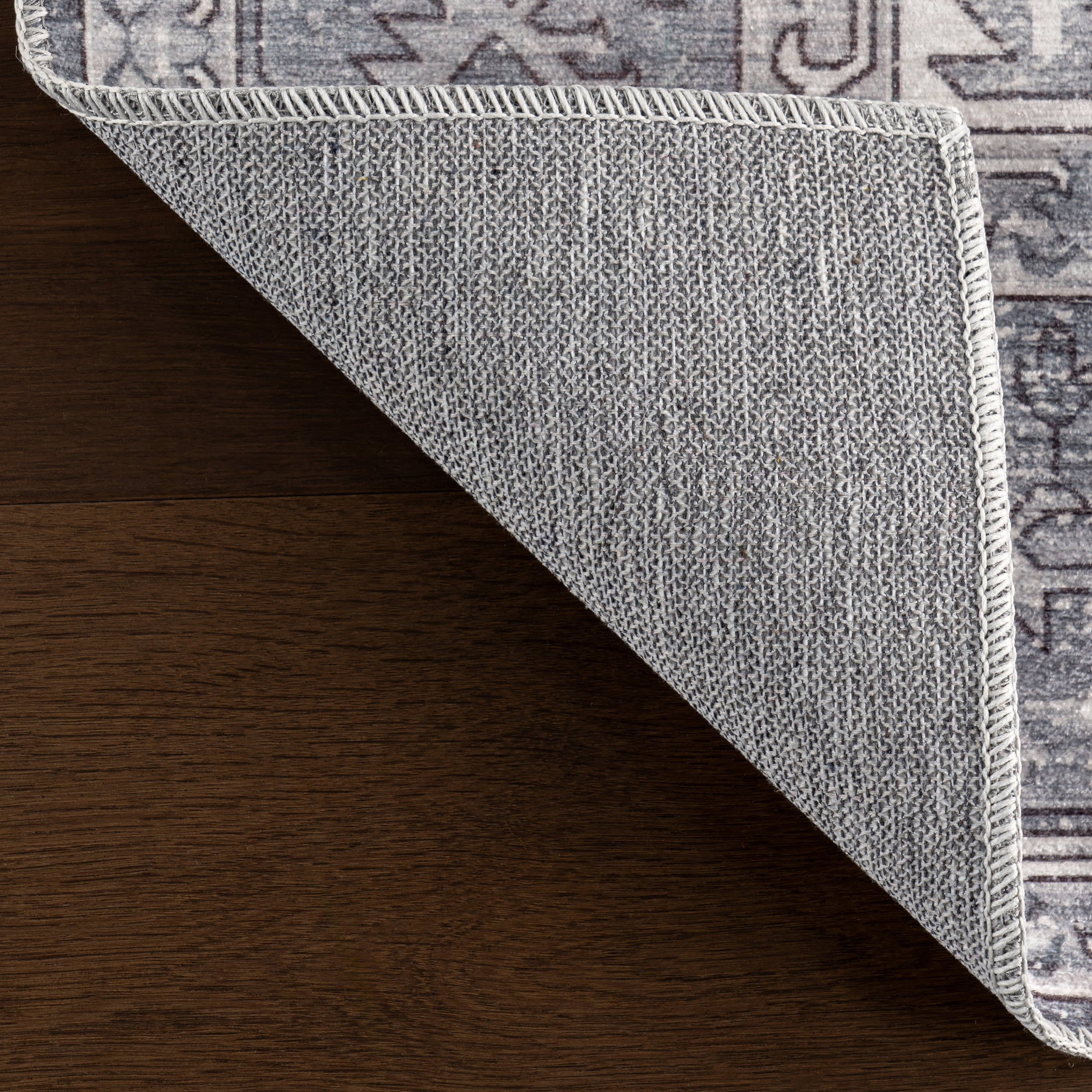 Native Iris Medallion Spill Proof Washable Rug | Grey - Image 7