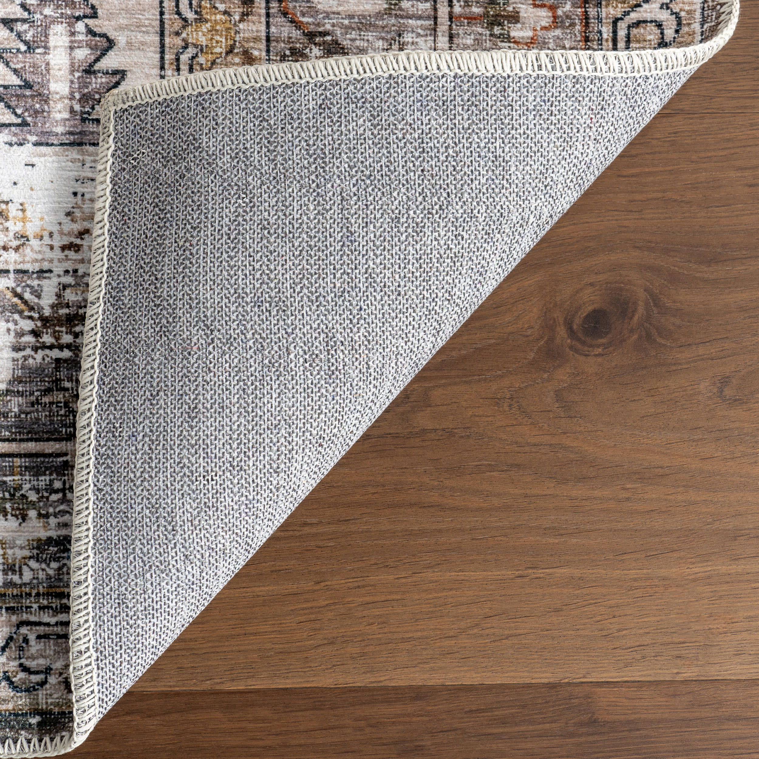 Native Iris Medallion Spill Proof Washable Rug | Peach - Image 7