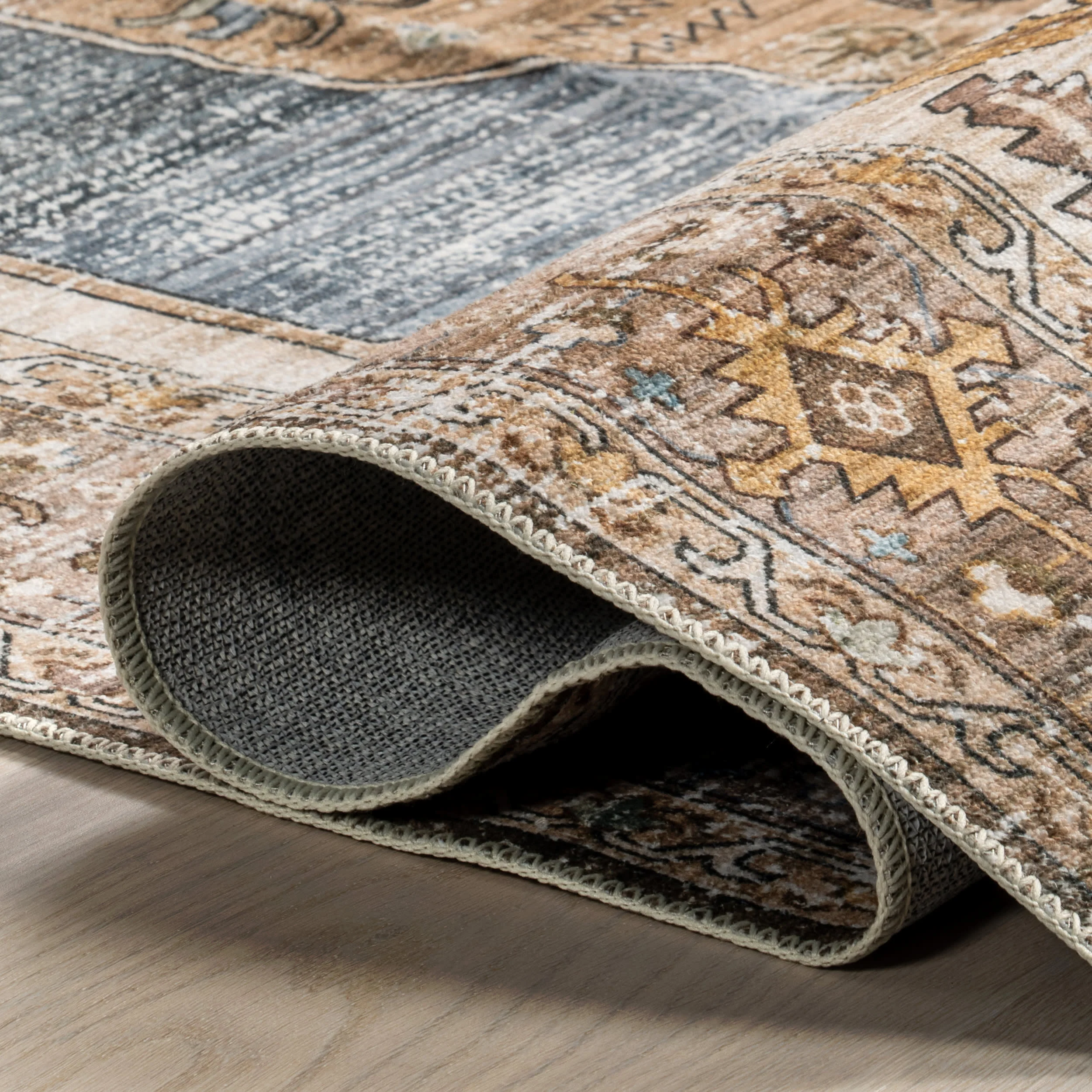 Native Iris Medallion Washable Rug | Blue - Image 8