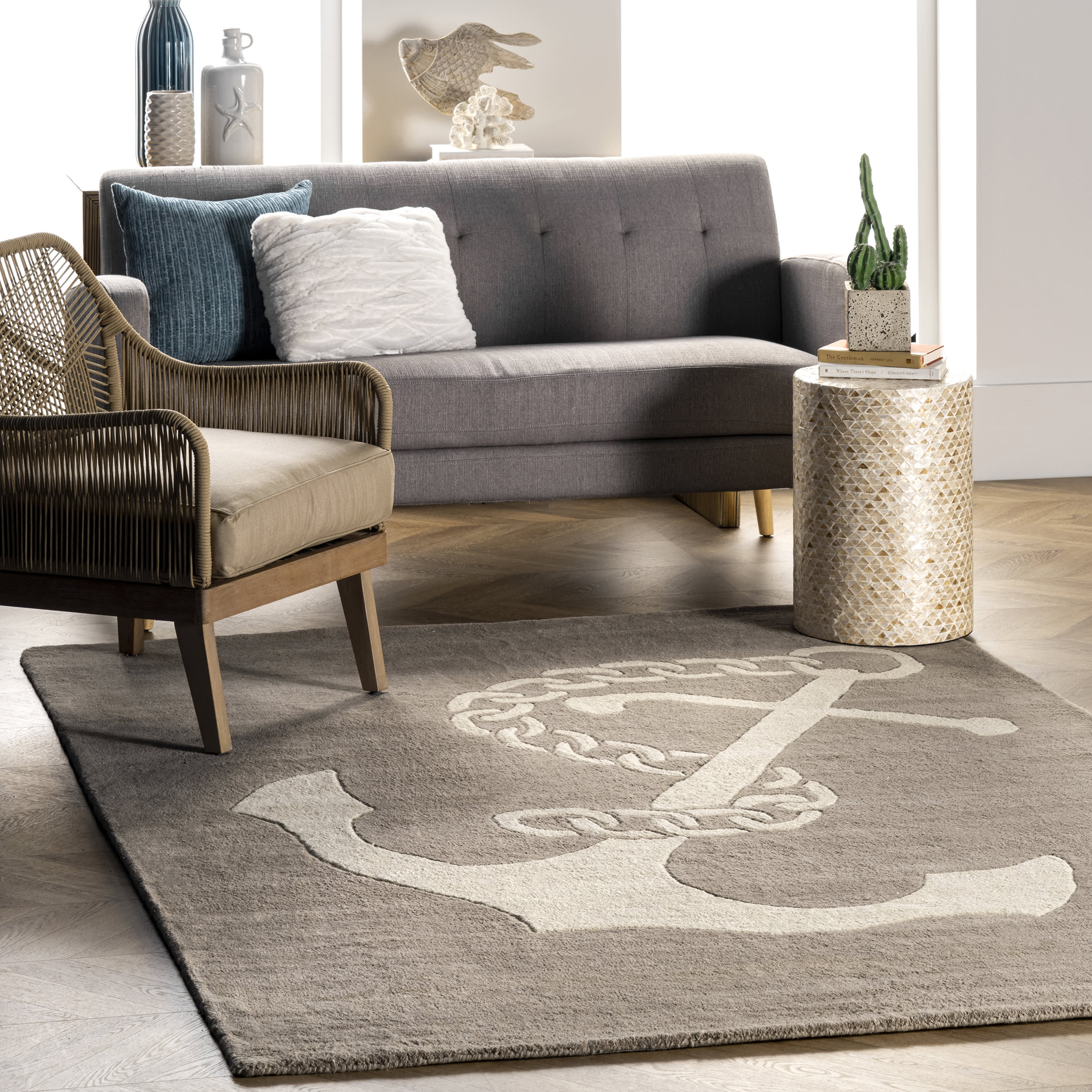 Nautical Anchor Rug | Beige - Image 2