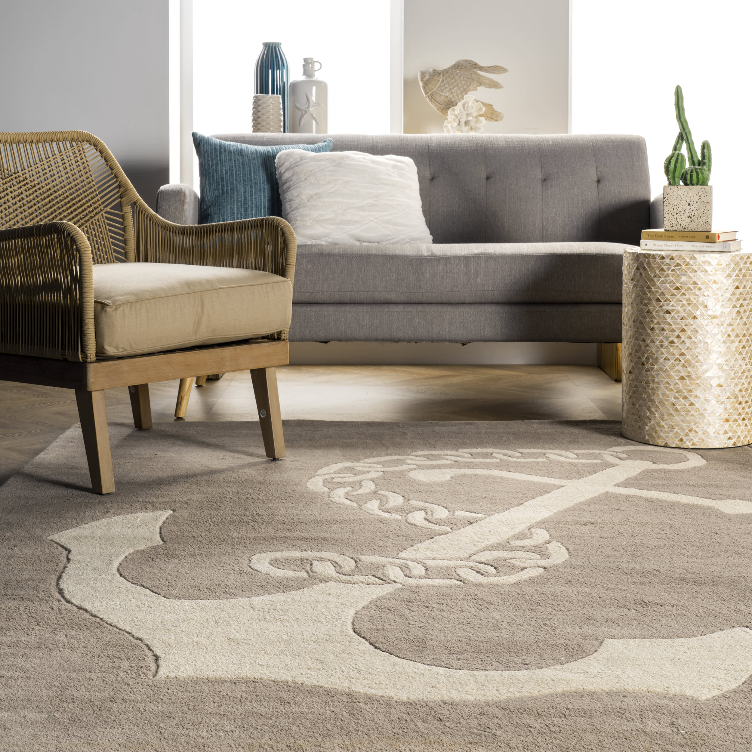 Nautical Anchor Rug | Beige - Image 4