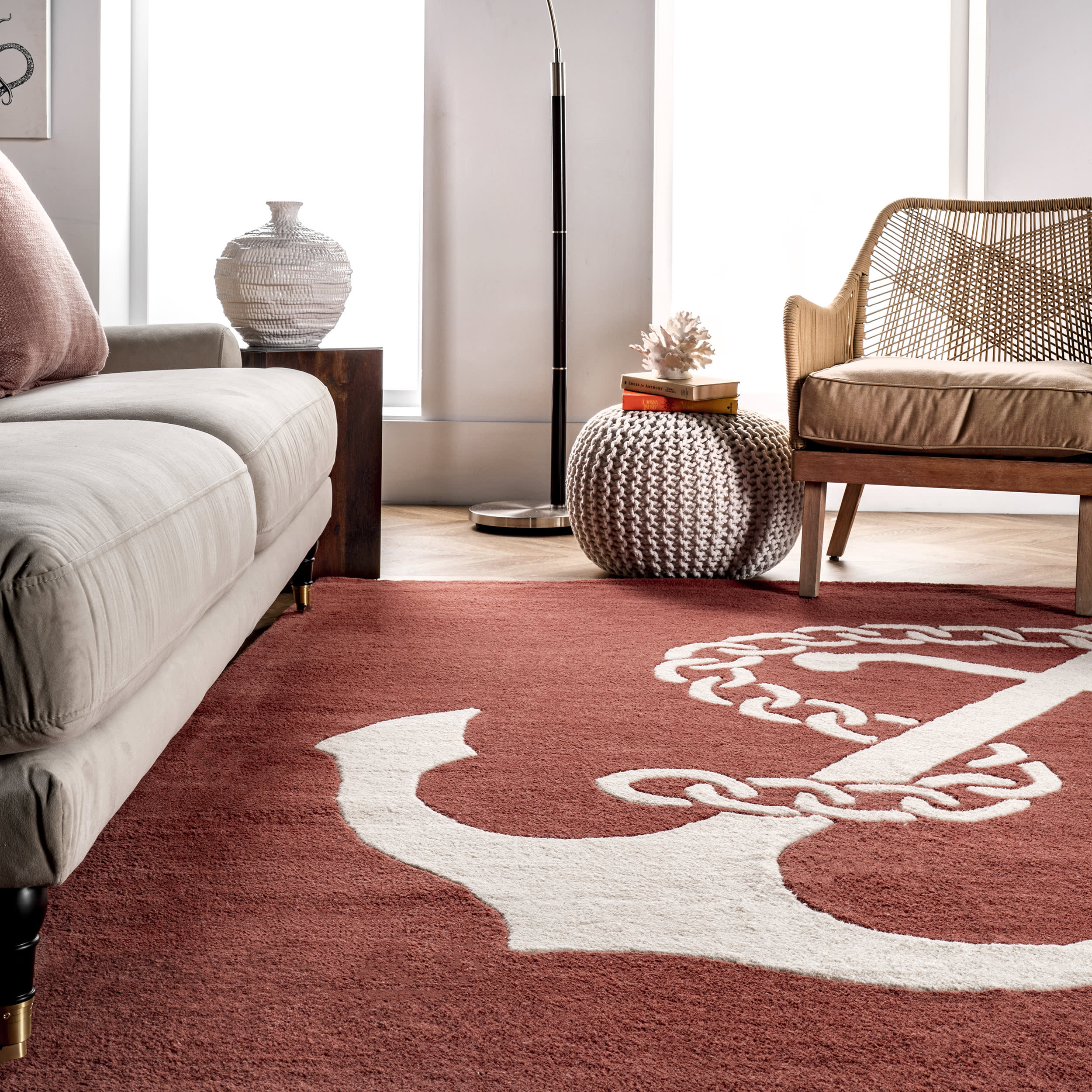 Nautical Anchor Rug | Rust - Image 4
