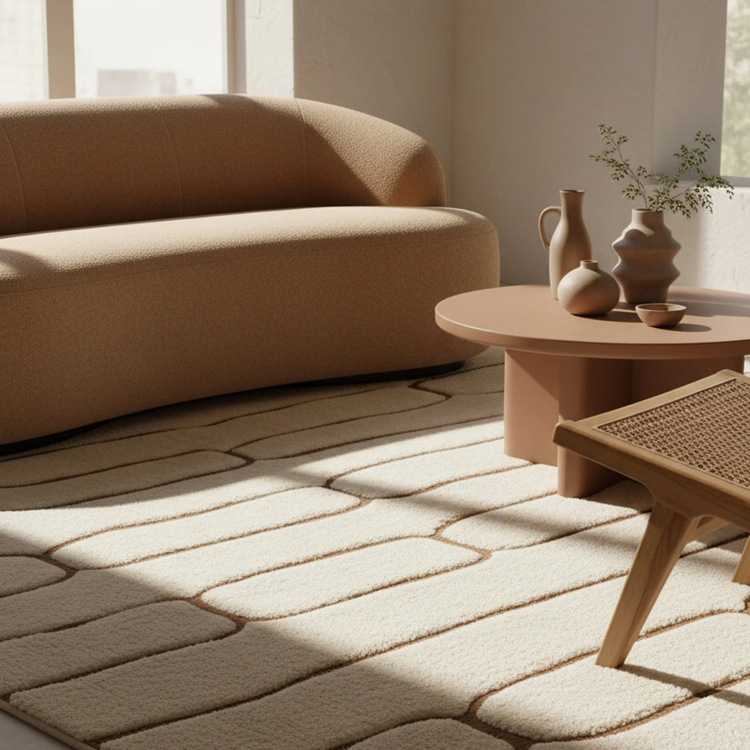 Nazco Abstract New Zealand Wool Rug | Cream - Image 4
