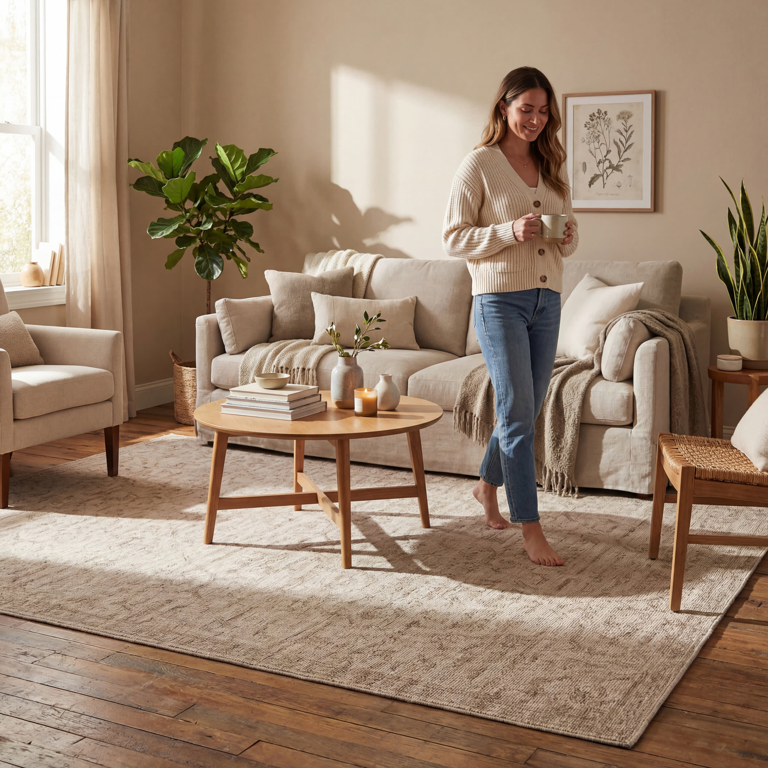 Nefre Traditional Diamond Rug | Beige - Image 9