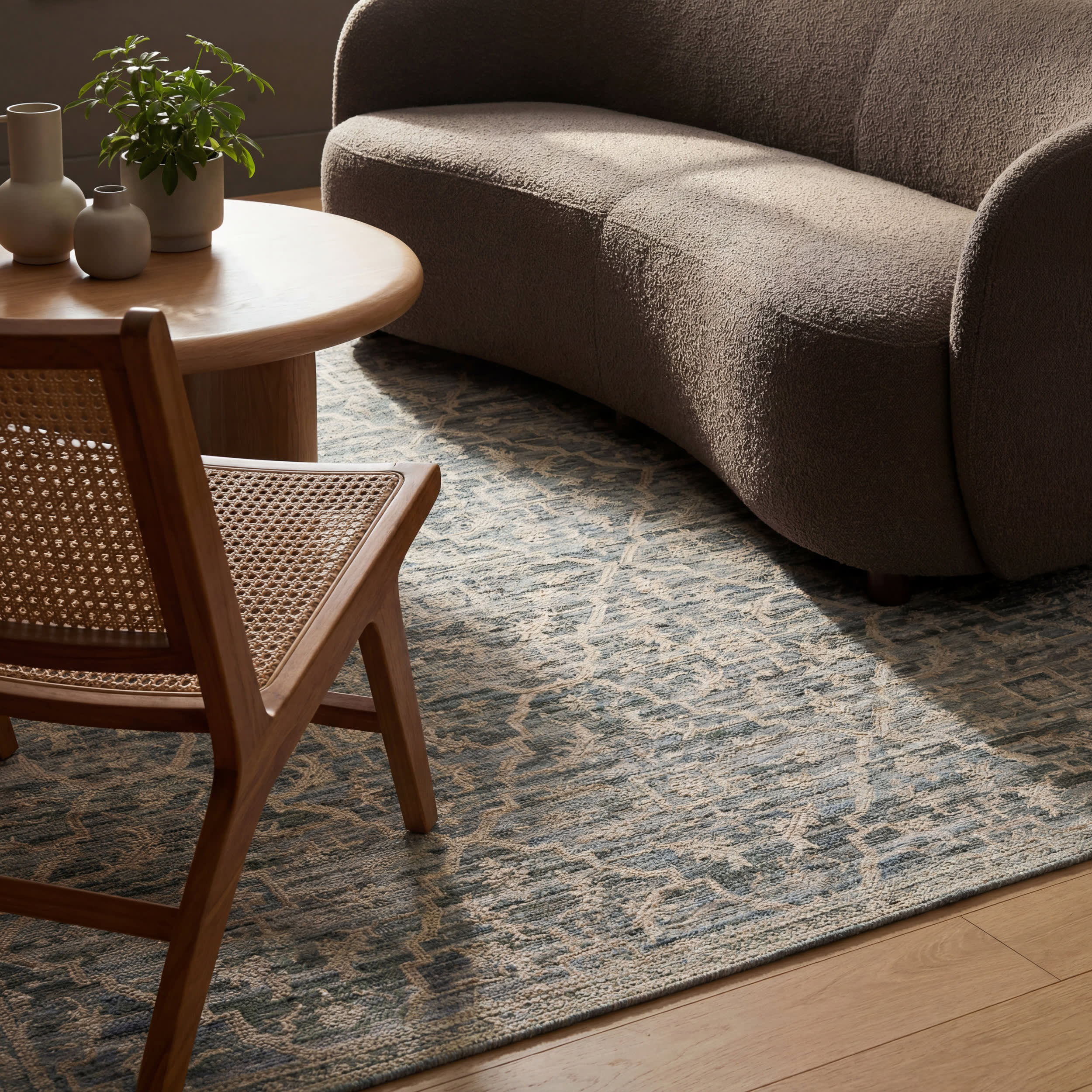 Nefre Traditional Diamond Rug | Blue - Image 5
