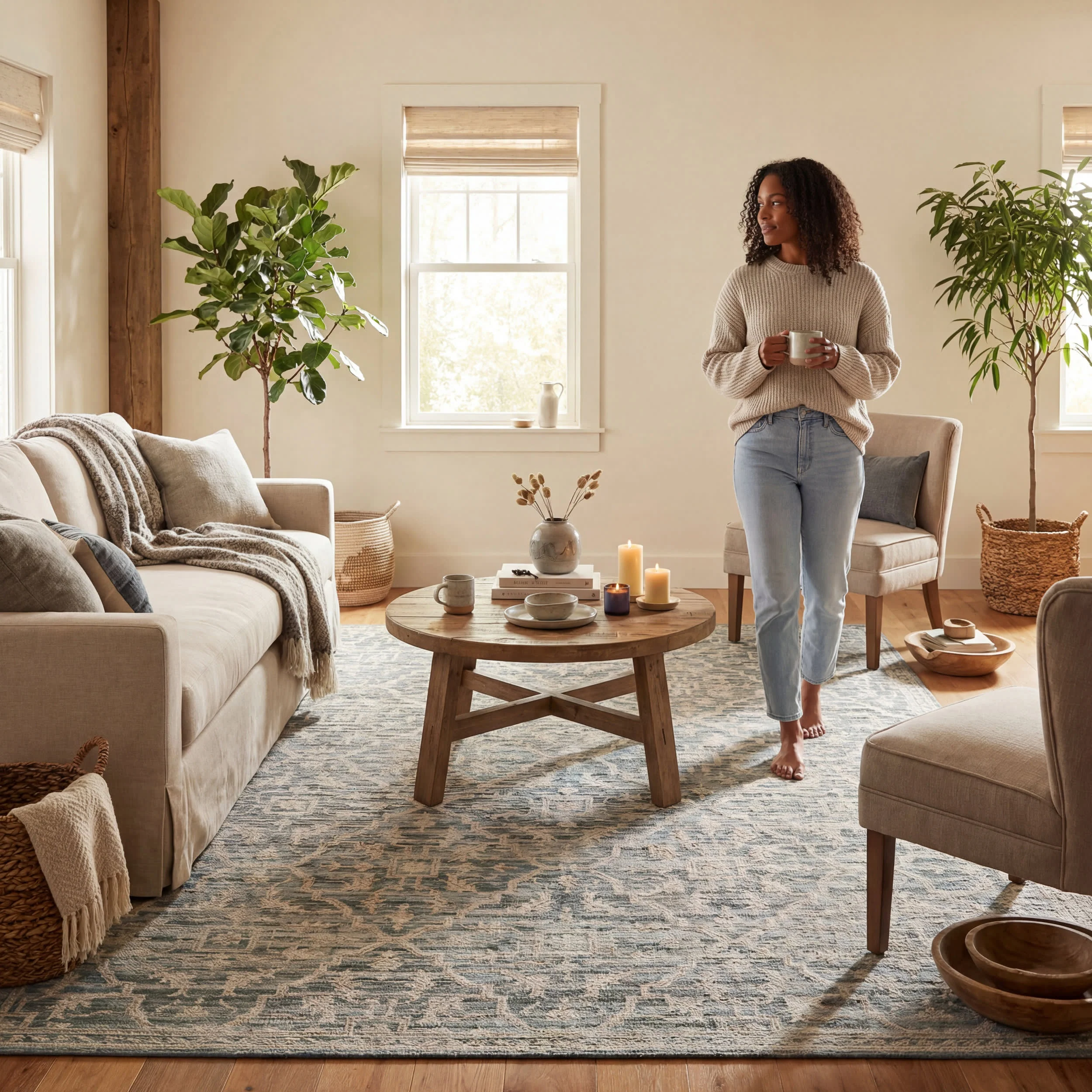Nefre Traditional Diamond Rug | Blue - Image 9