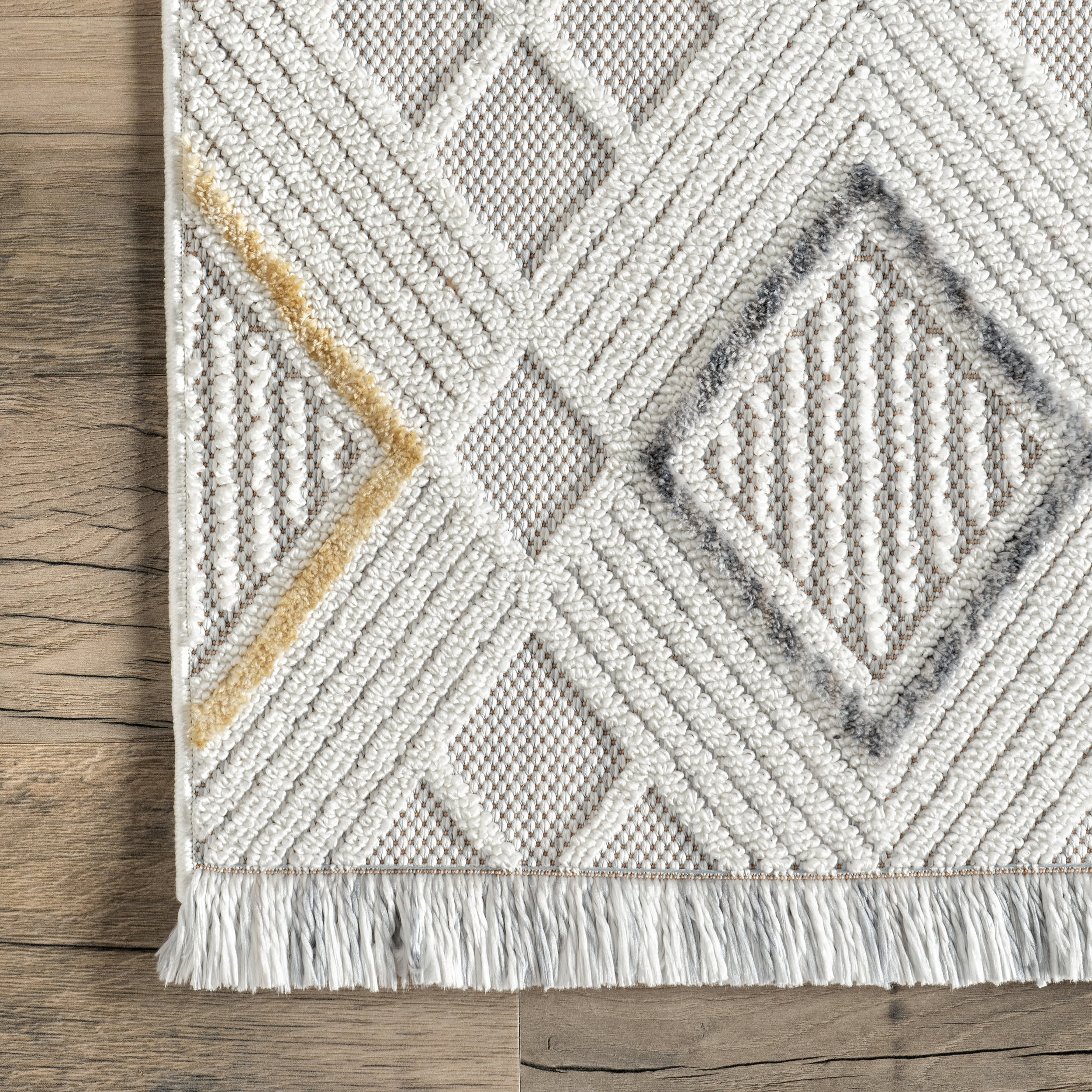 Neha Iridescent Checkered Rug | Light Grey - Image 3