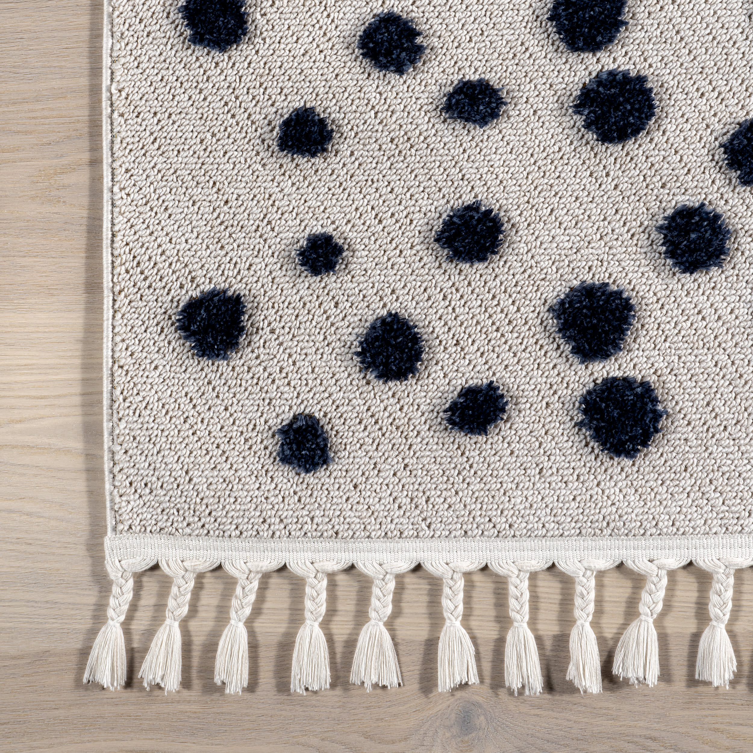Neilla Wintry Tasseled Kids Rug | Navy - Image 3