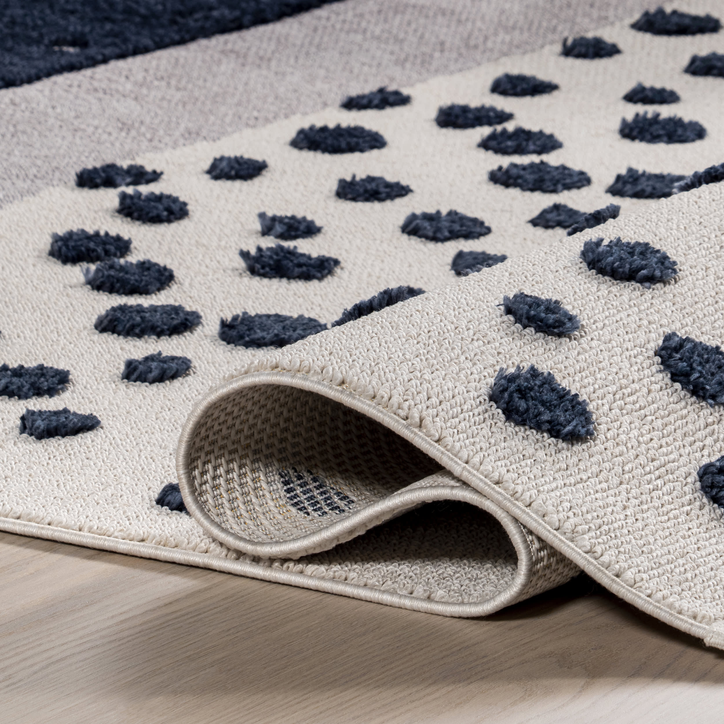 Neilla Wintry Tasseled Kids Rug | Navy - Image 7