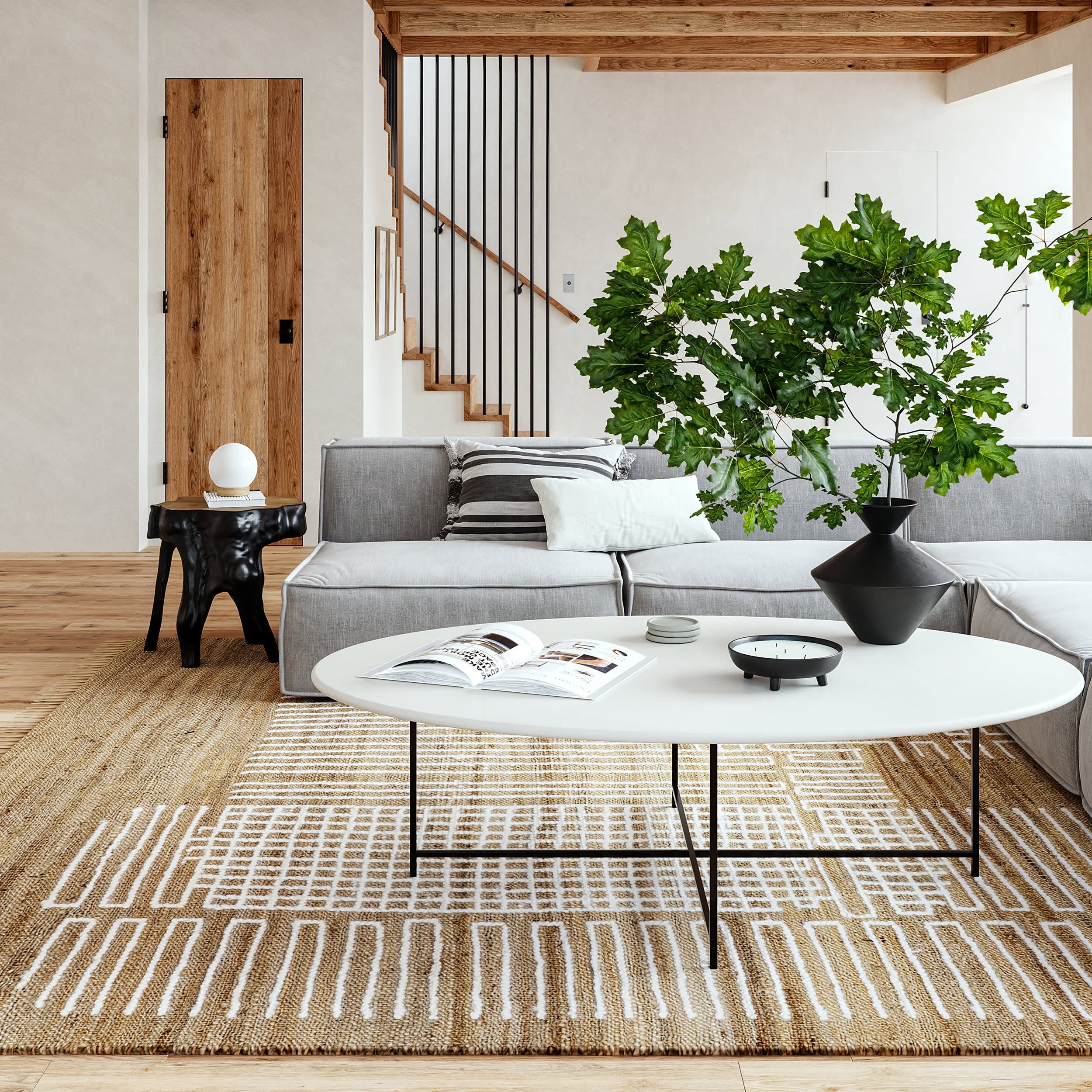 Nene Jute Crosshatch Rug | Natural - Image 2
