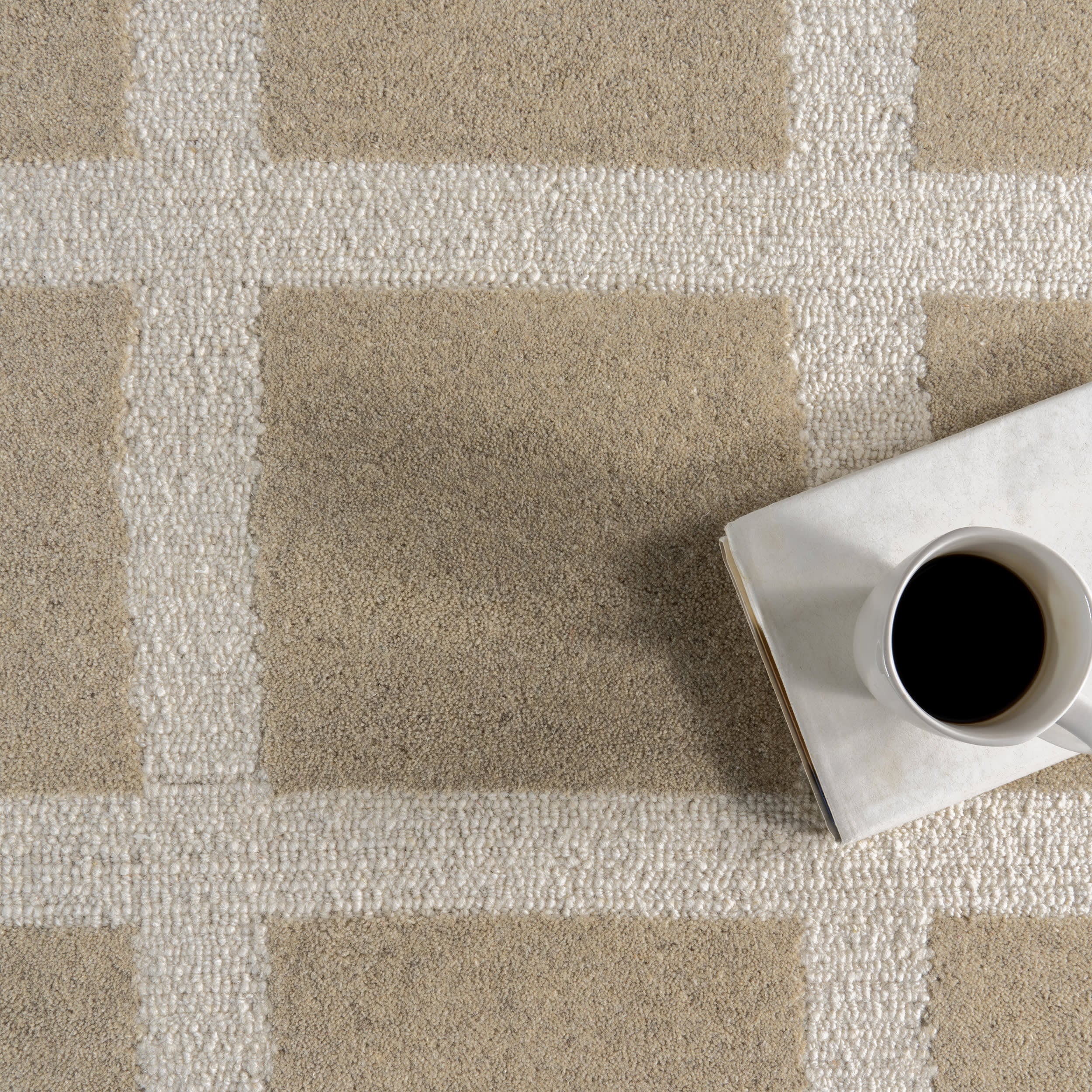 Nepenthe Checked Wool Rug | Beige - Image 7