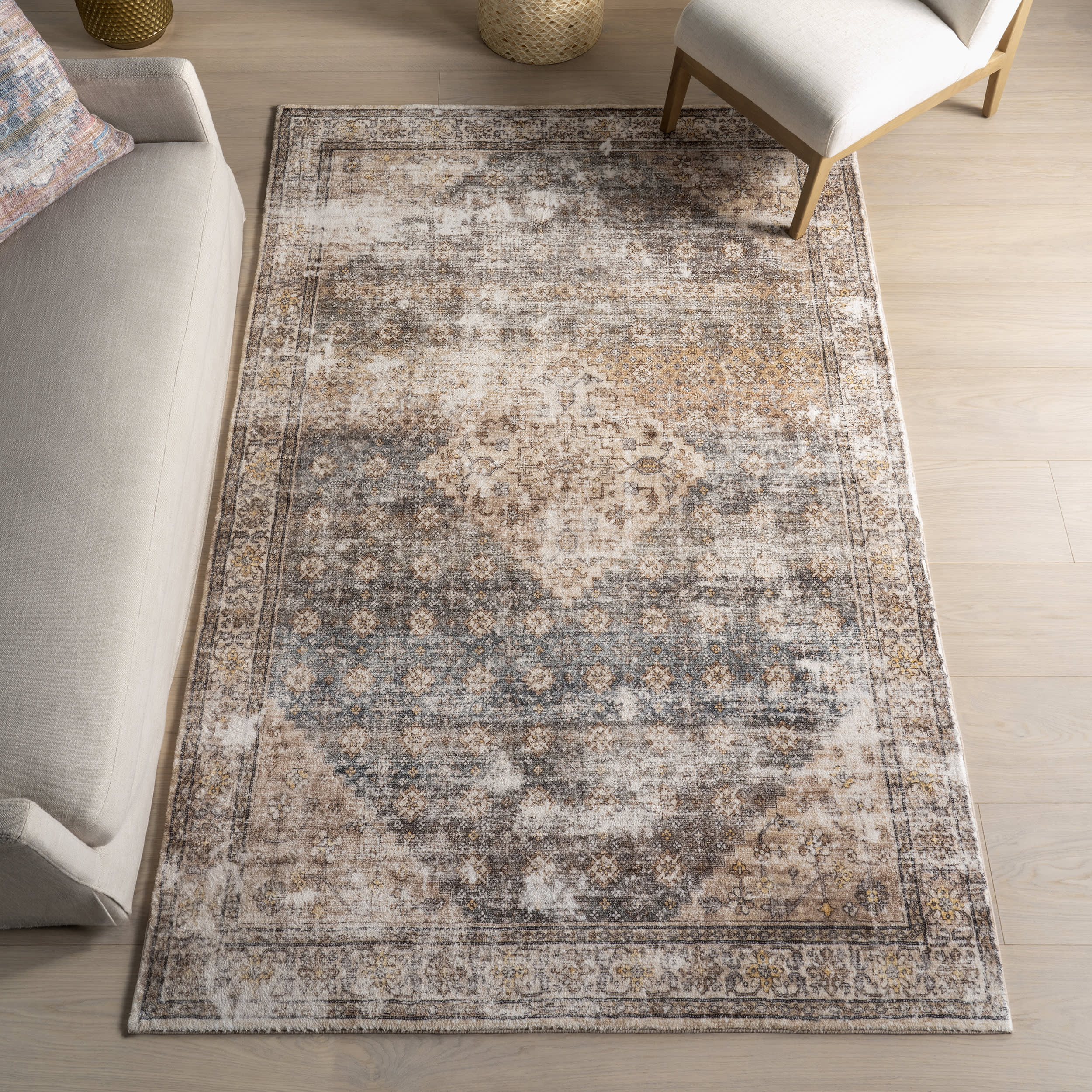 Nerissa Medallion Washable Rug | Grey - Image 2