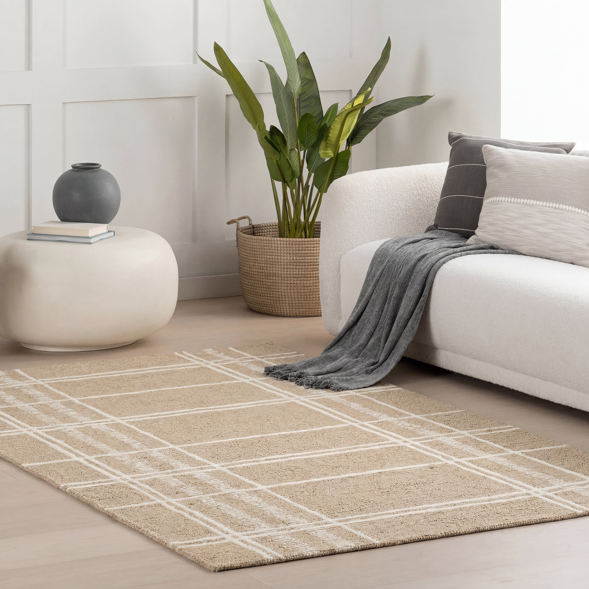 Nesta Plaid Wool Rug | Brown - Image 2