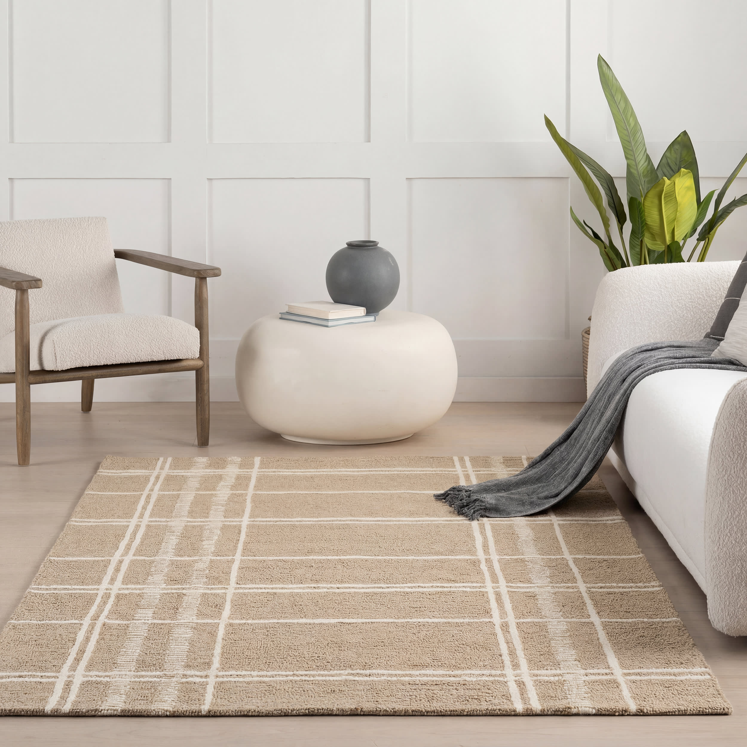 Nesta Plaid Wool Rug | Brown - Image 5