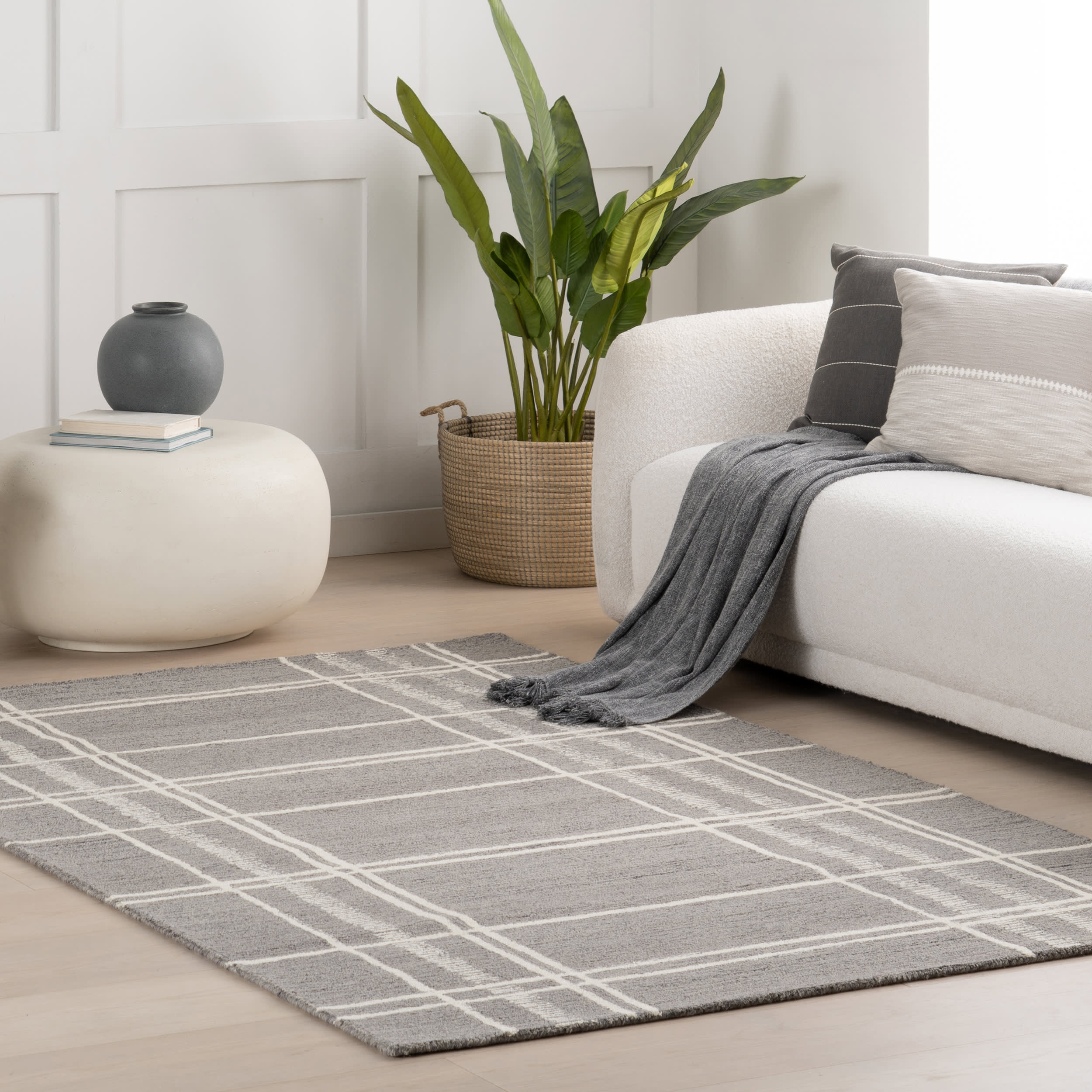 Nesta Plaid Wool Rug | Dark Grey - Image 2