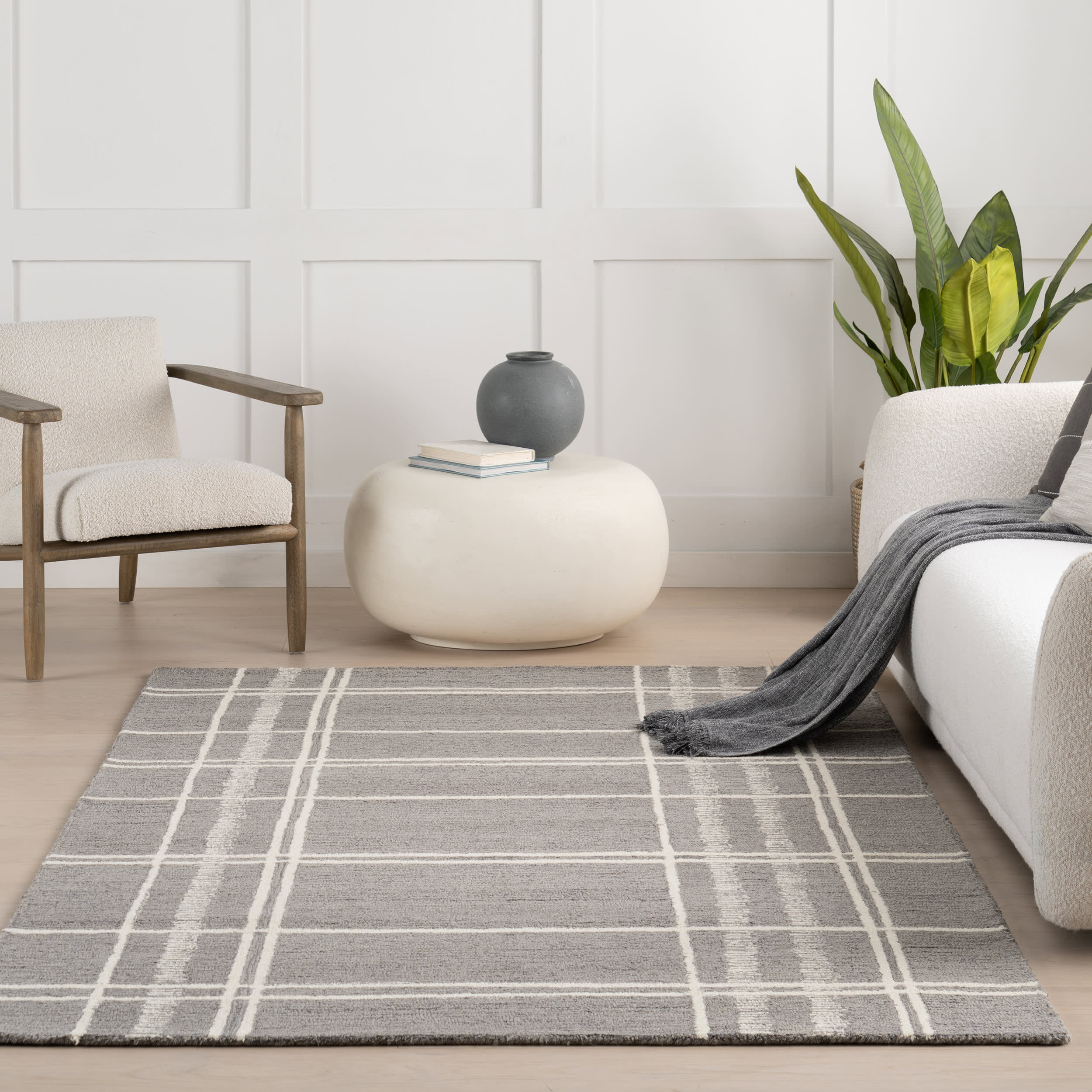 Nesta Plaid Wool Rug | Dark Grey - Image 5