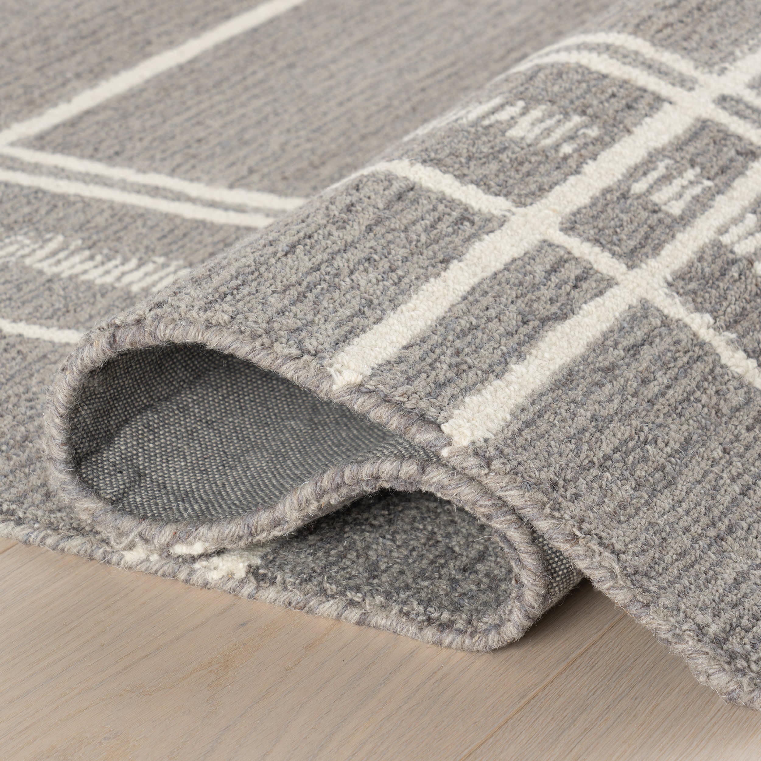 Nesta Plaid Wool Rug | Dark Grey - Image 9