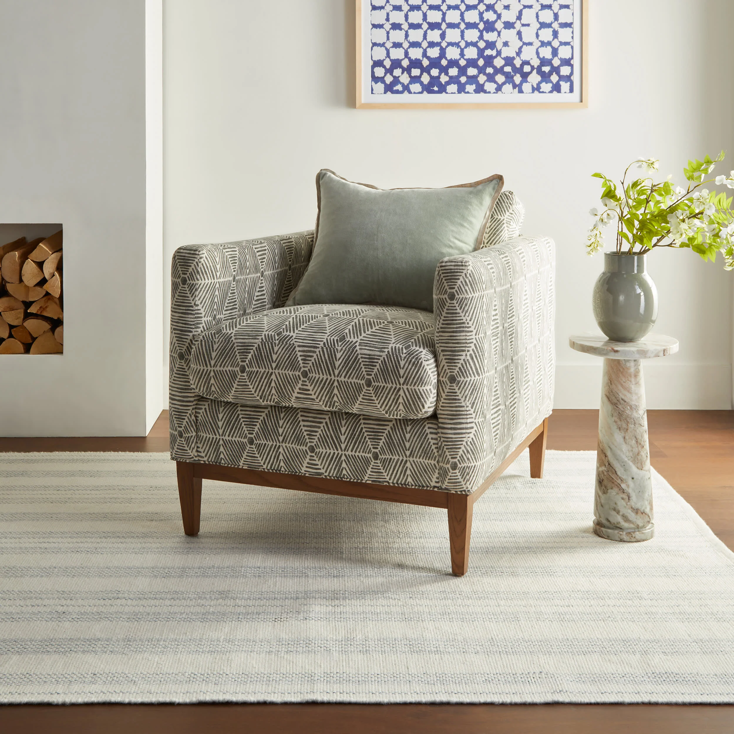 Nexel Striped Farmhouse Rug | Blue - Image 2