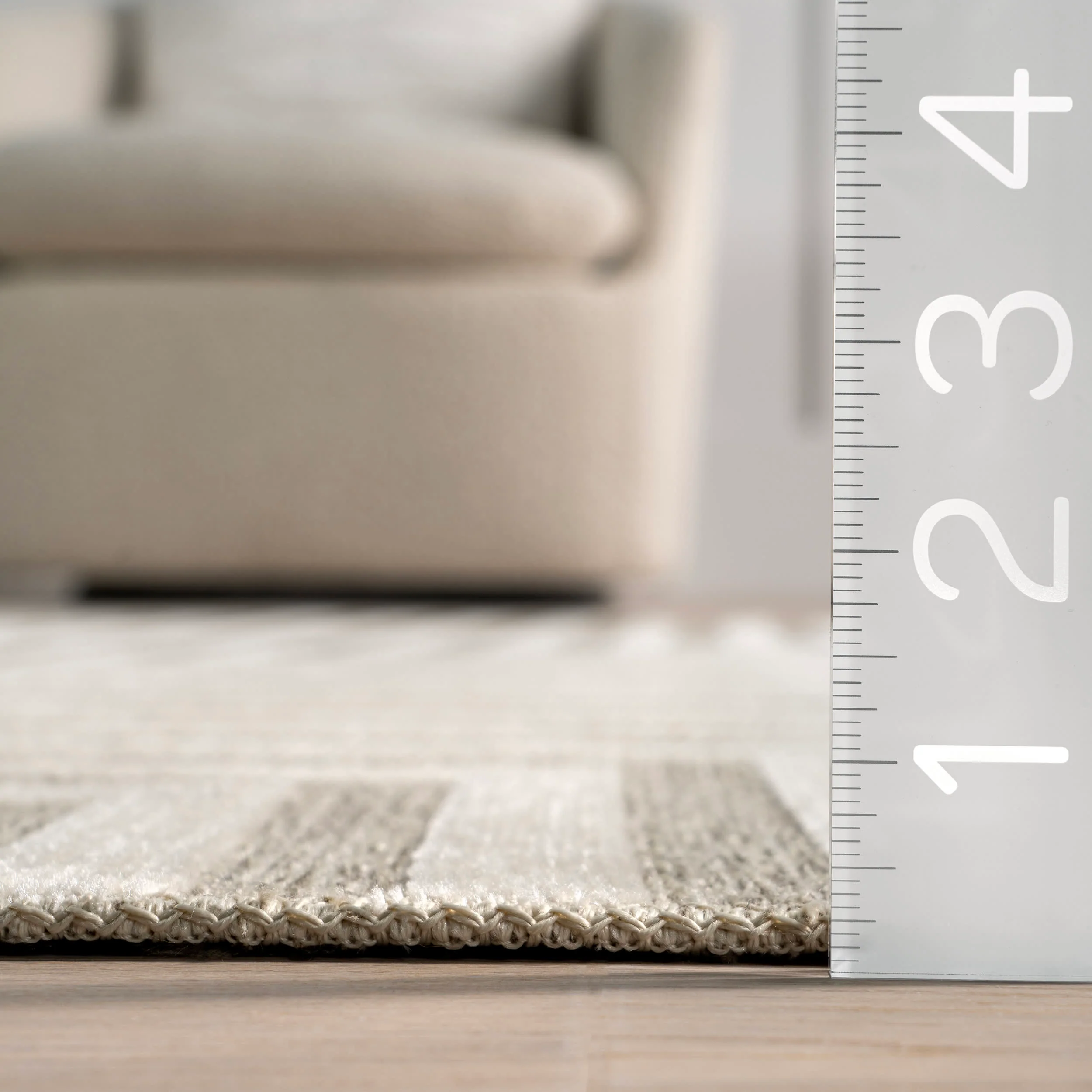 Nicolai Graphic Fringed Reversible Washable Rug | Cream - Image 5