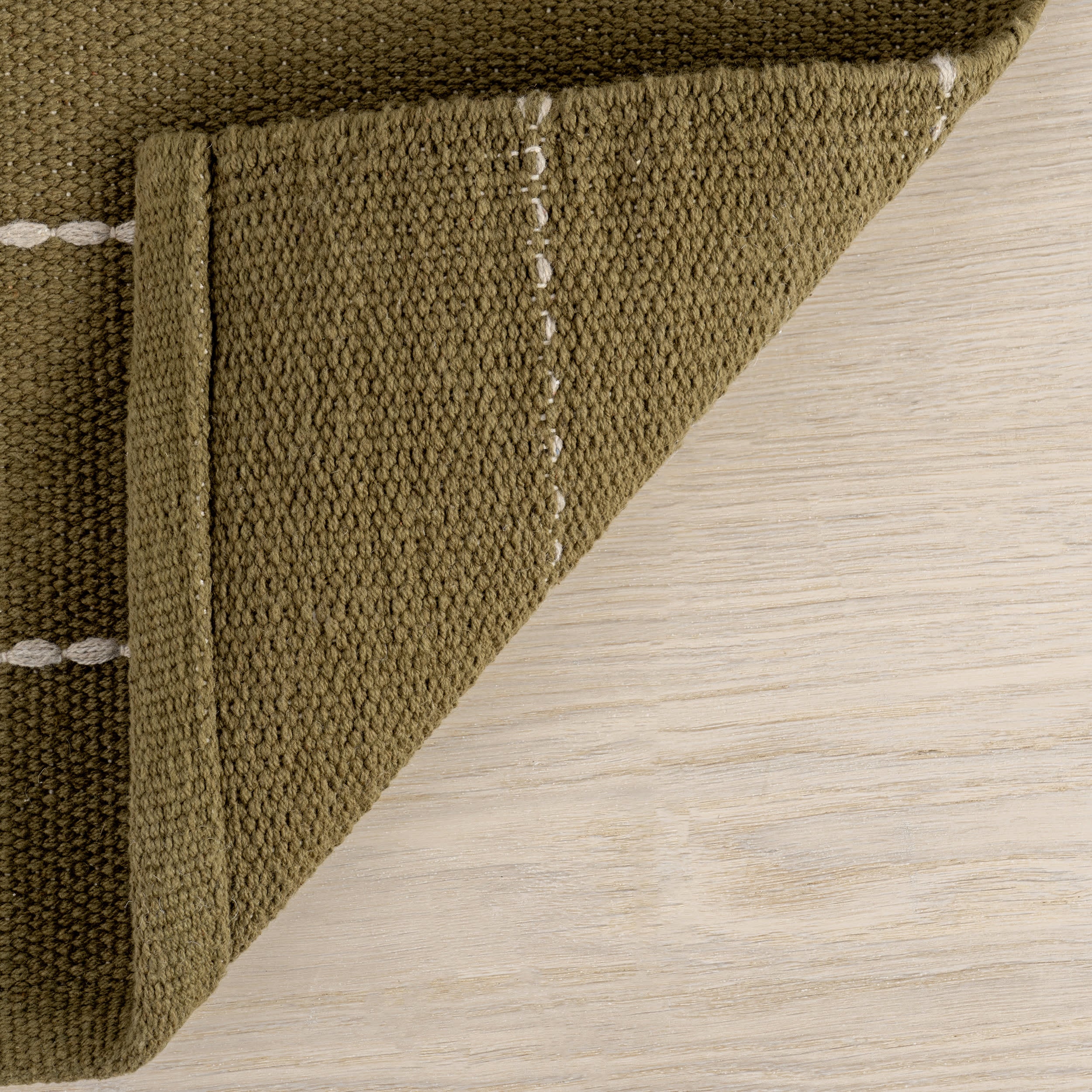 Nightwalk Striped Cotton Rug | Olive Green - Image 6