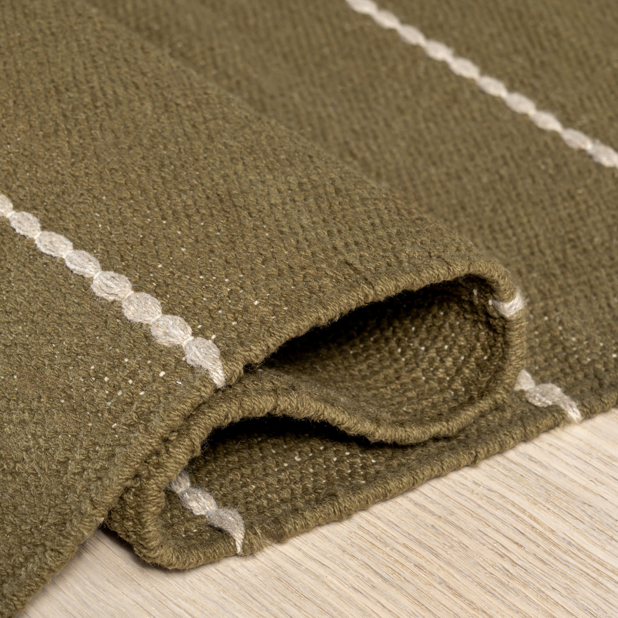 Nightwalk Striped Cotton Rug | Olive Green - Image 8
