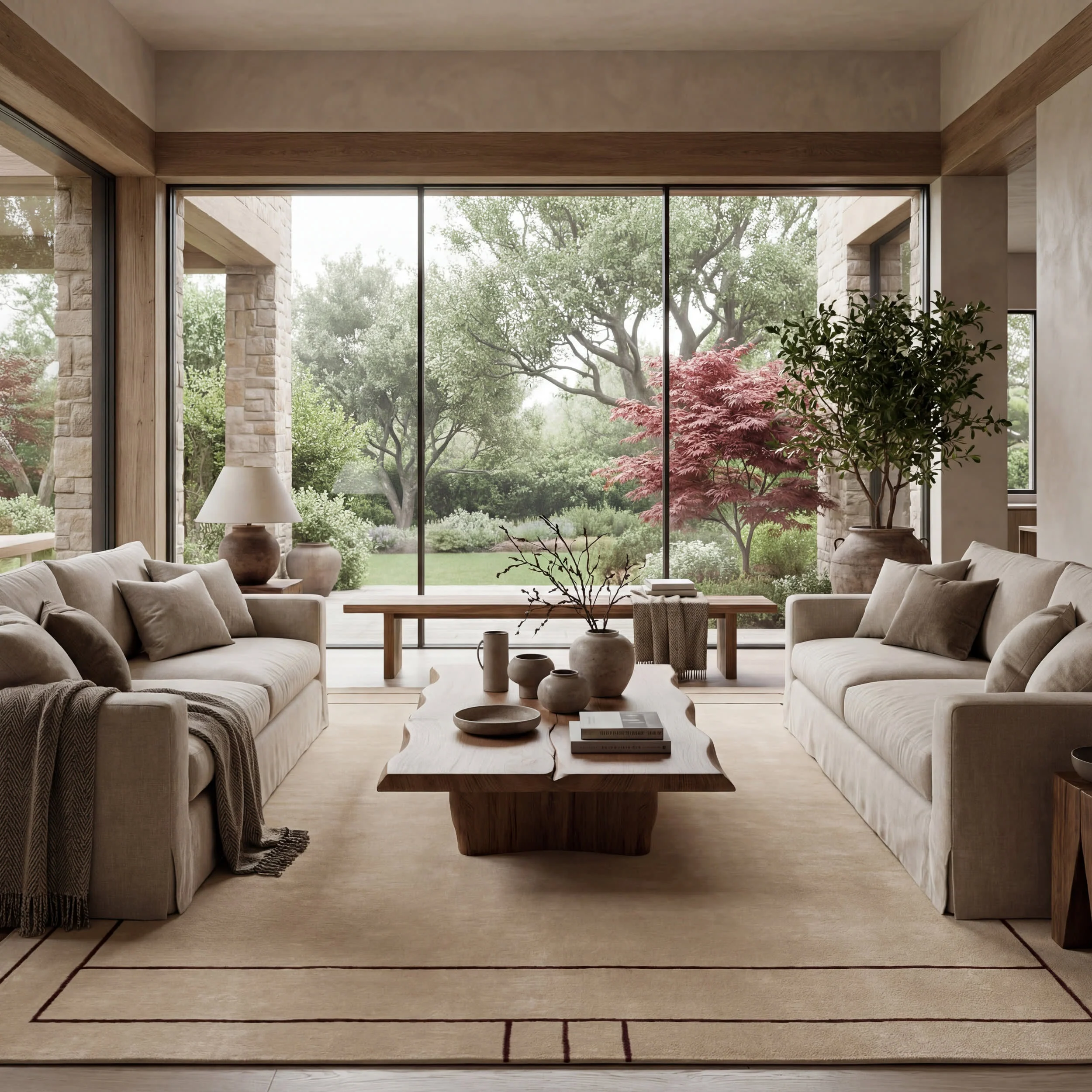 Nile Bordered Wool-Blend Rug | Tan - Image 2