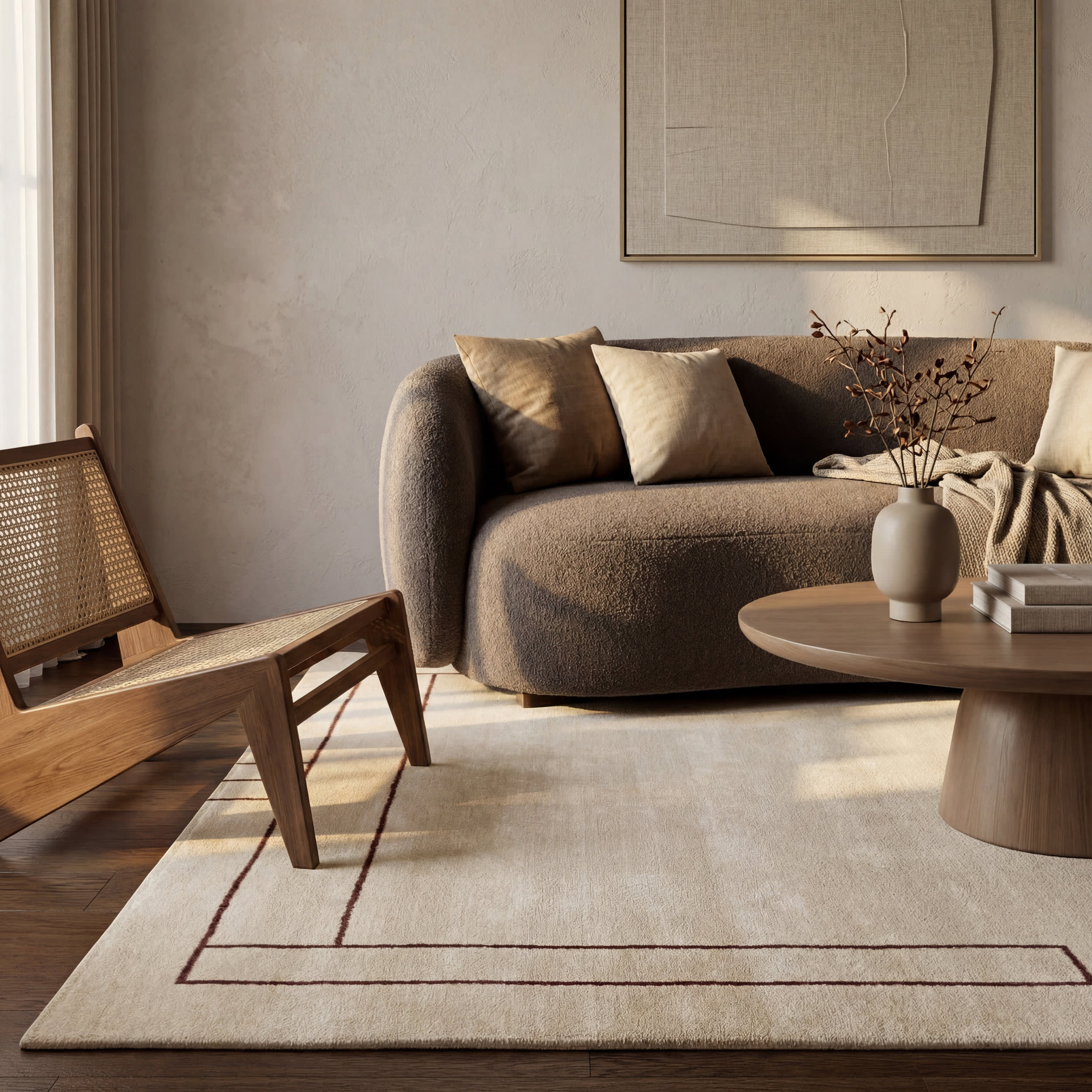 Nile Bordered Wool-Blend Rug | Tan - Image 4