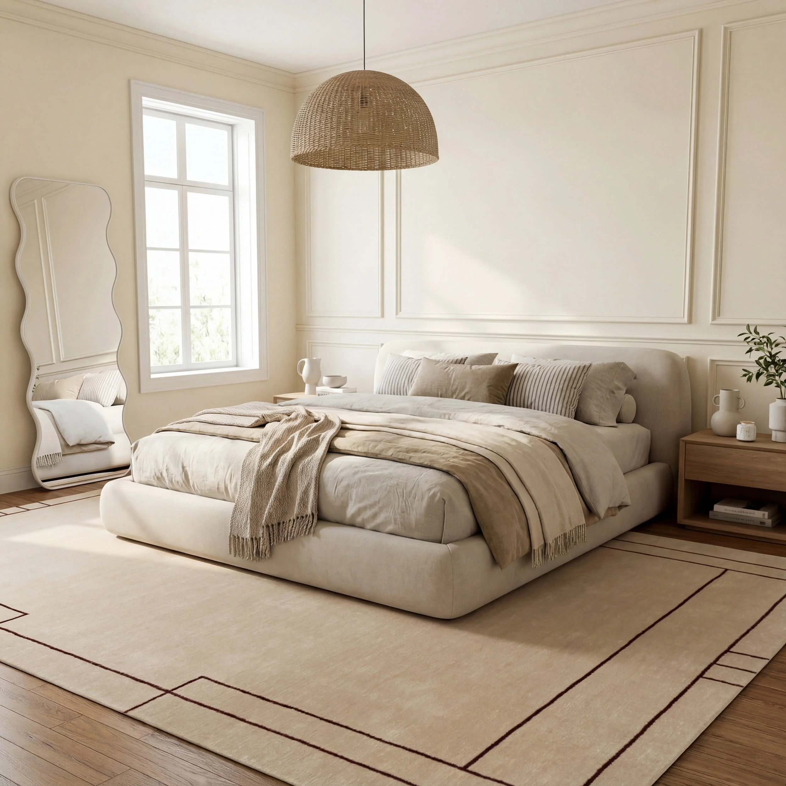 Nile Bordered Wool-Blend Rug | Tan - Image 9