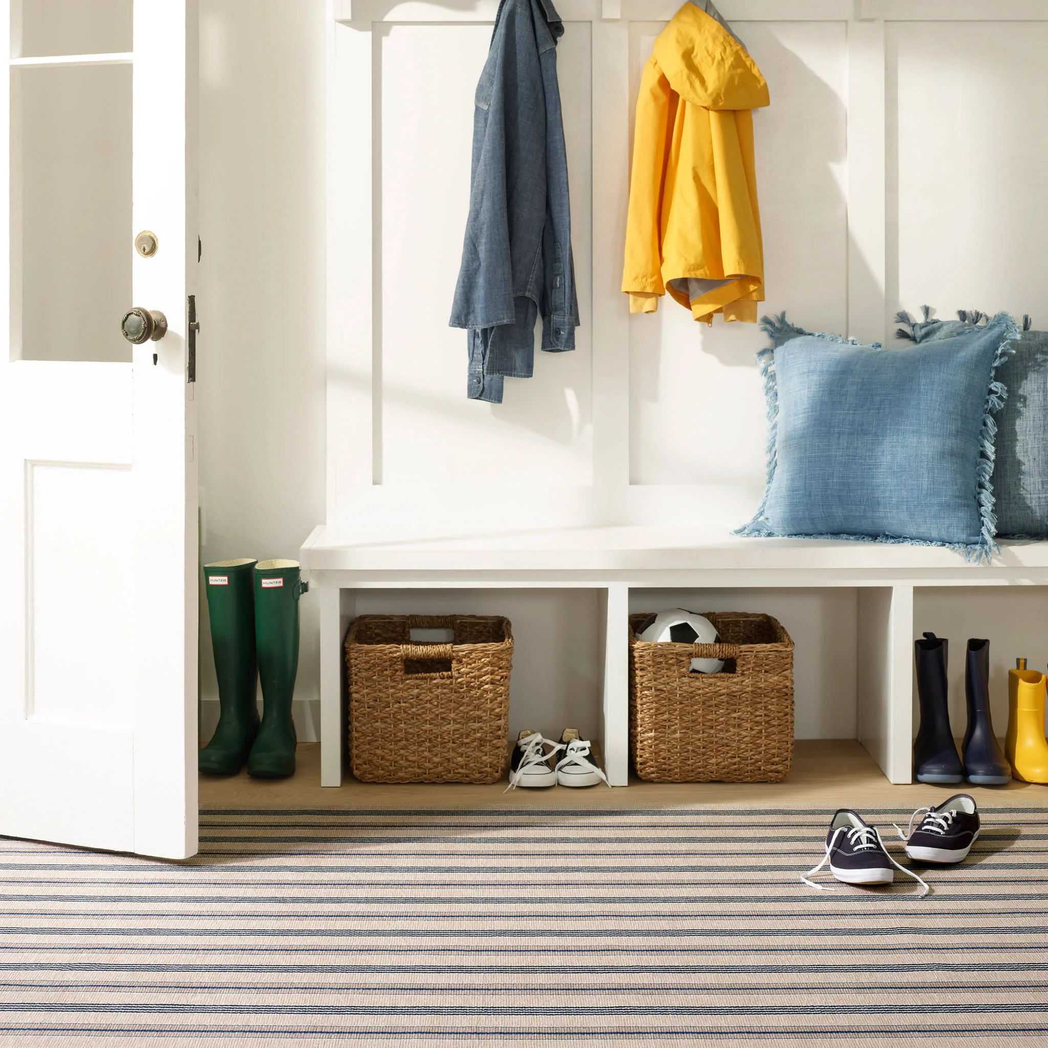 Nimes Ticking Machine Washable Rug | Neutral - Image 2